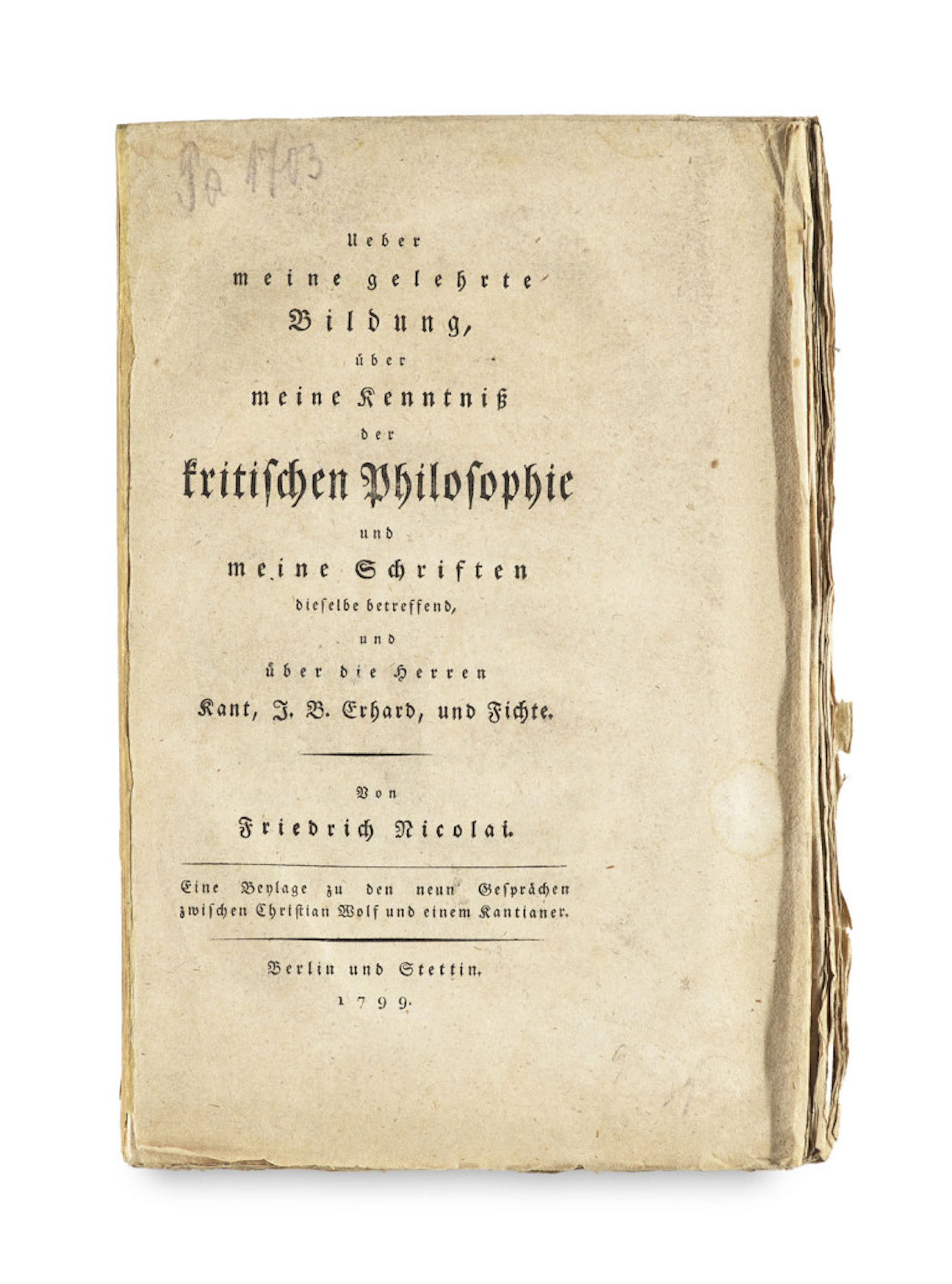Friedrich Nicolai. Ueber meine gelehrte Bildung, …