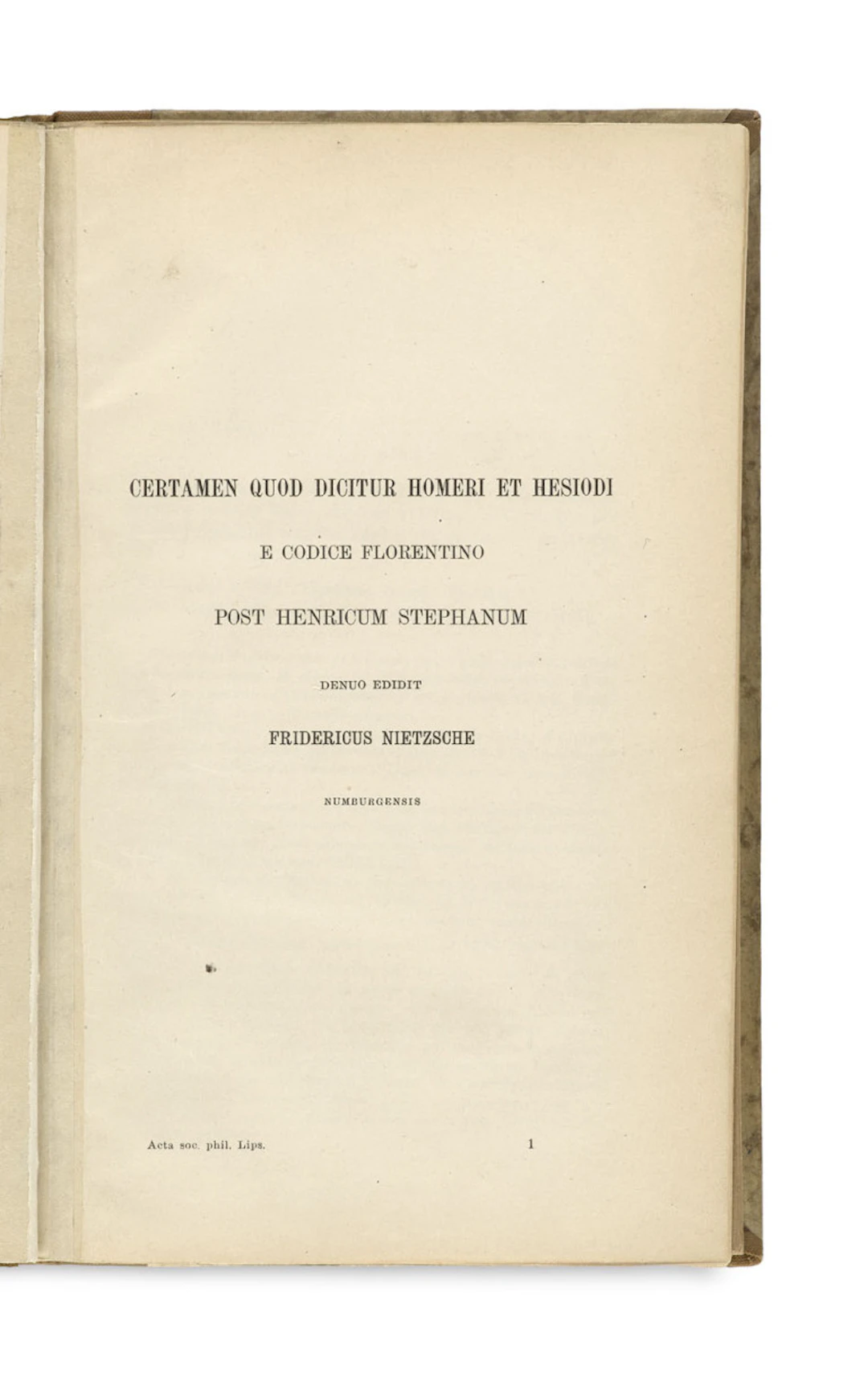 Friedrich Nietzsche. Certamen quod dicitur Homeri …