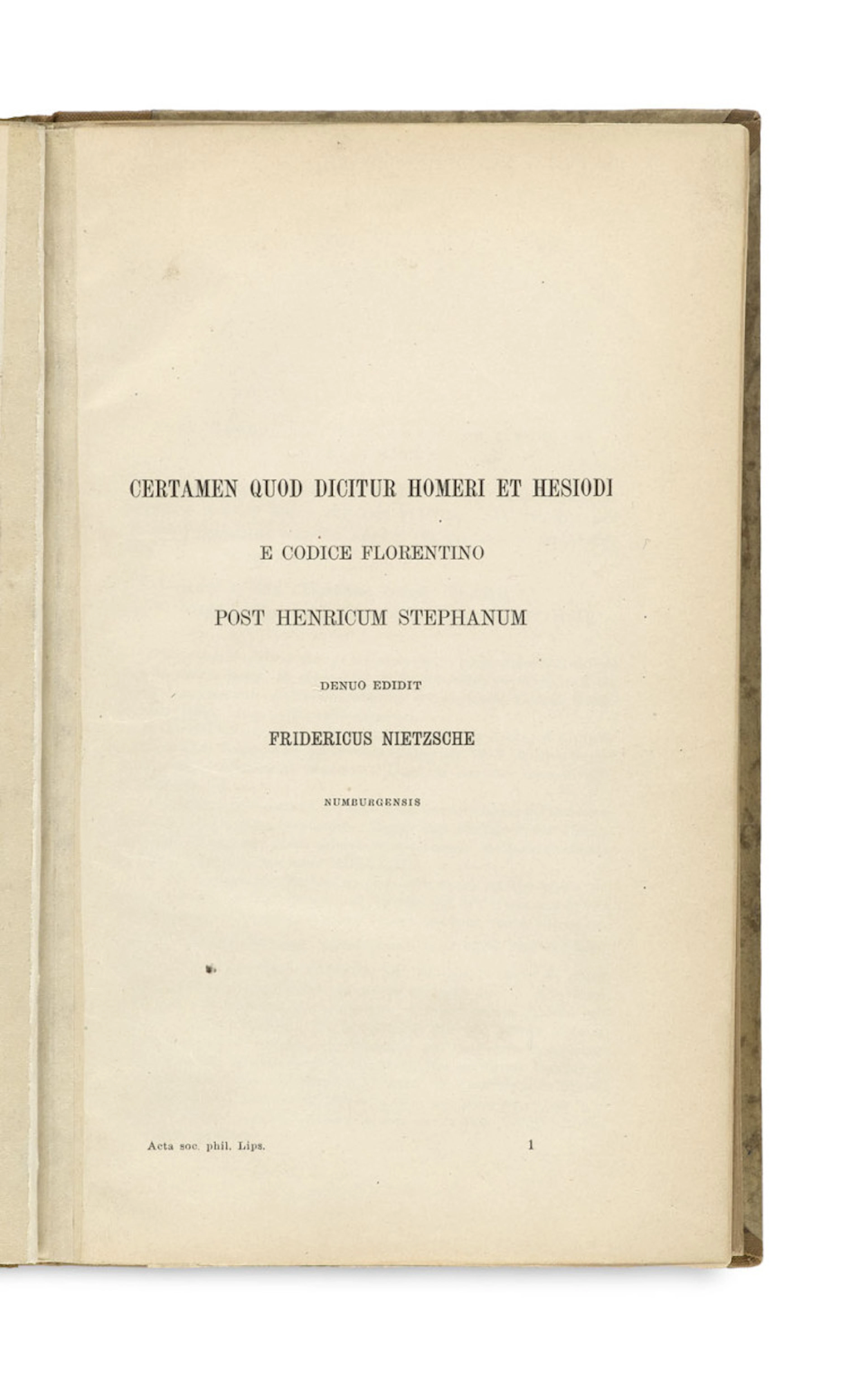 Friedrich Nietzsche. Certamen quod dicitur Homeri …
