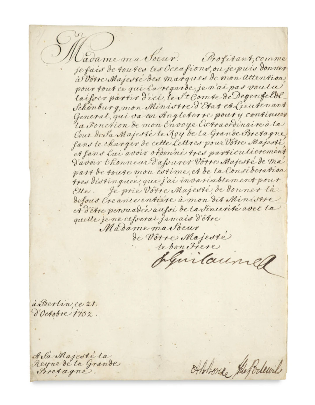 Friedrich Wilhelm I. von Preußen. Brief des "Soldatenkönigs" …