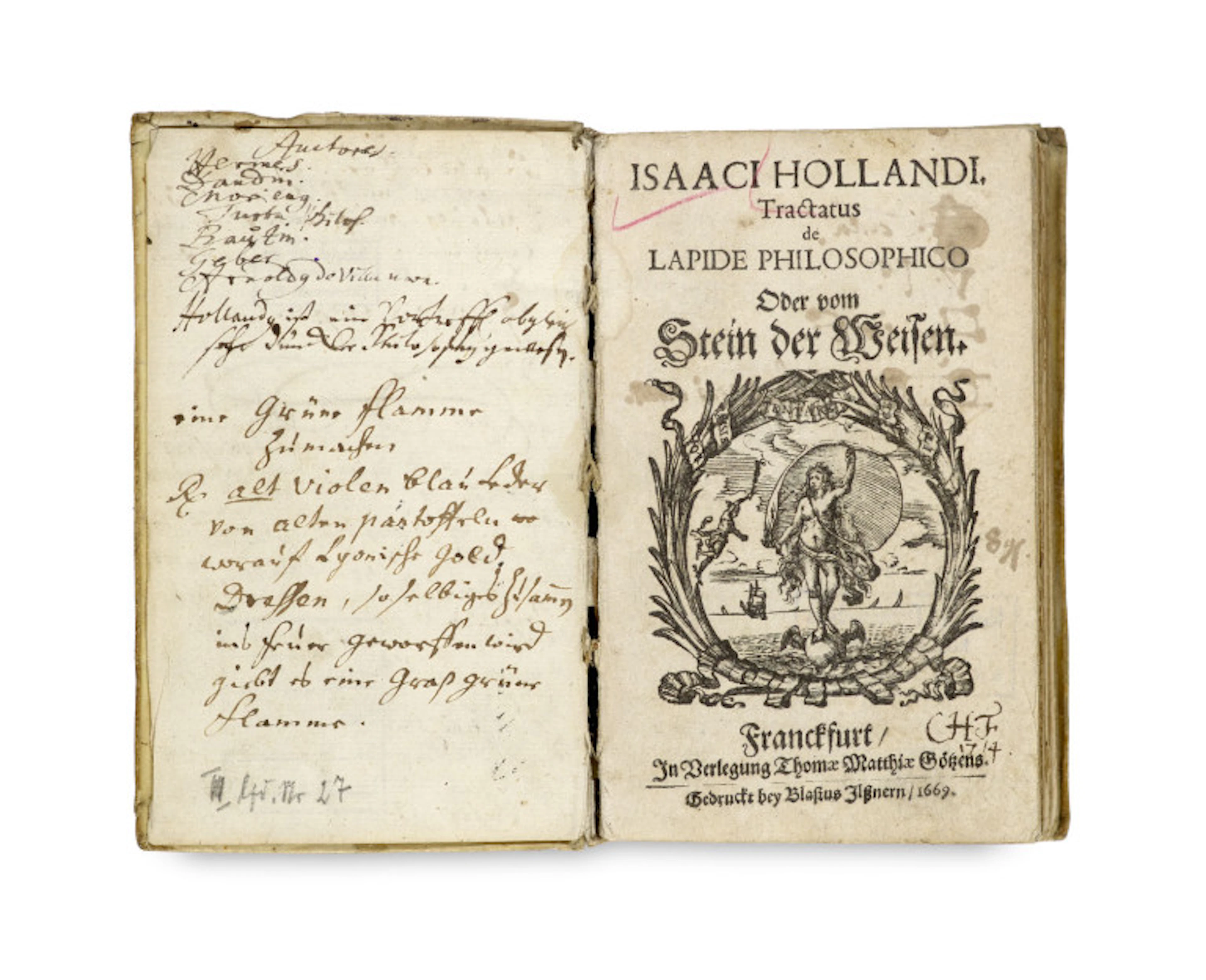 Johan Isaac Hollandus. Tractatus de Lapide …
