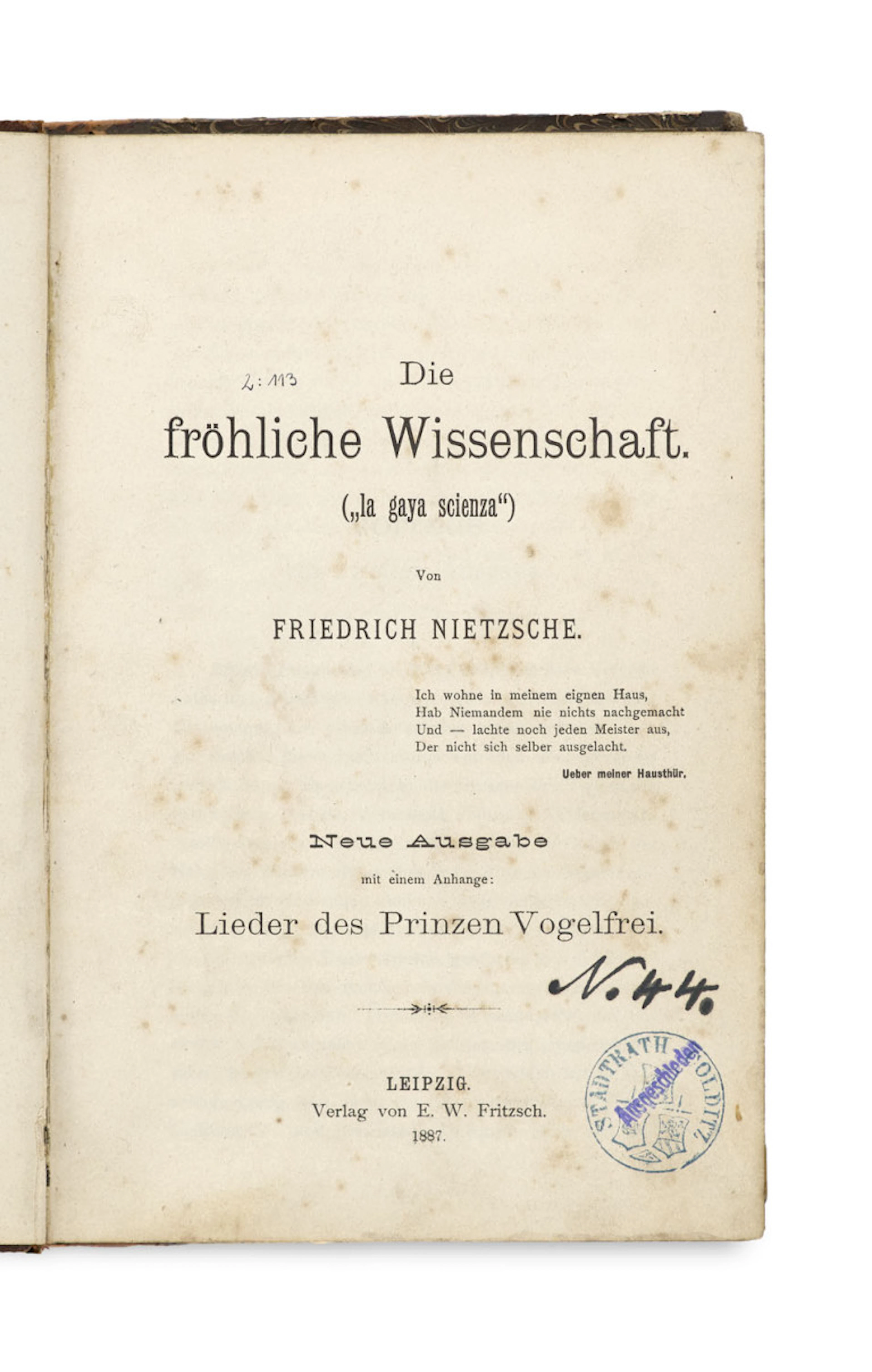 Friedrich Nietzsche. Die fröhliche Wissenschaft …