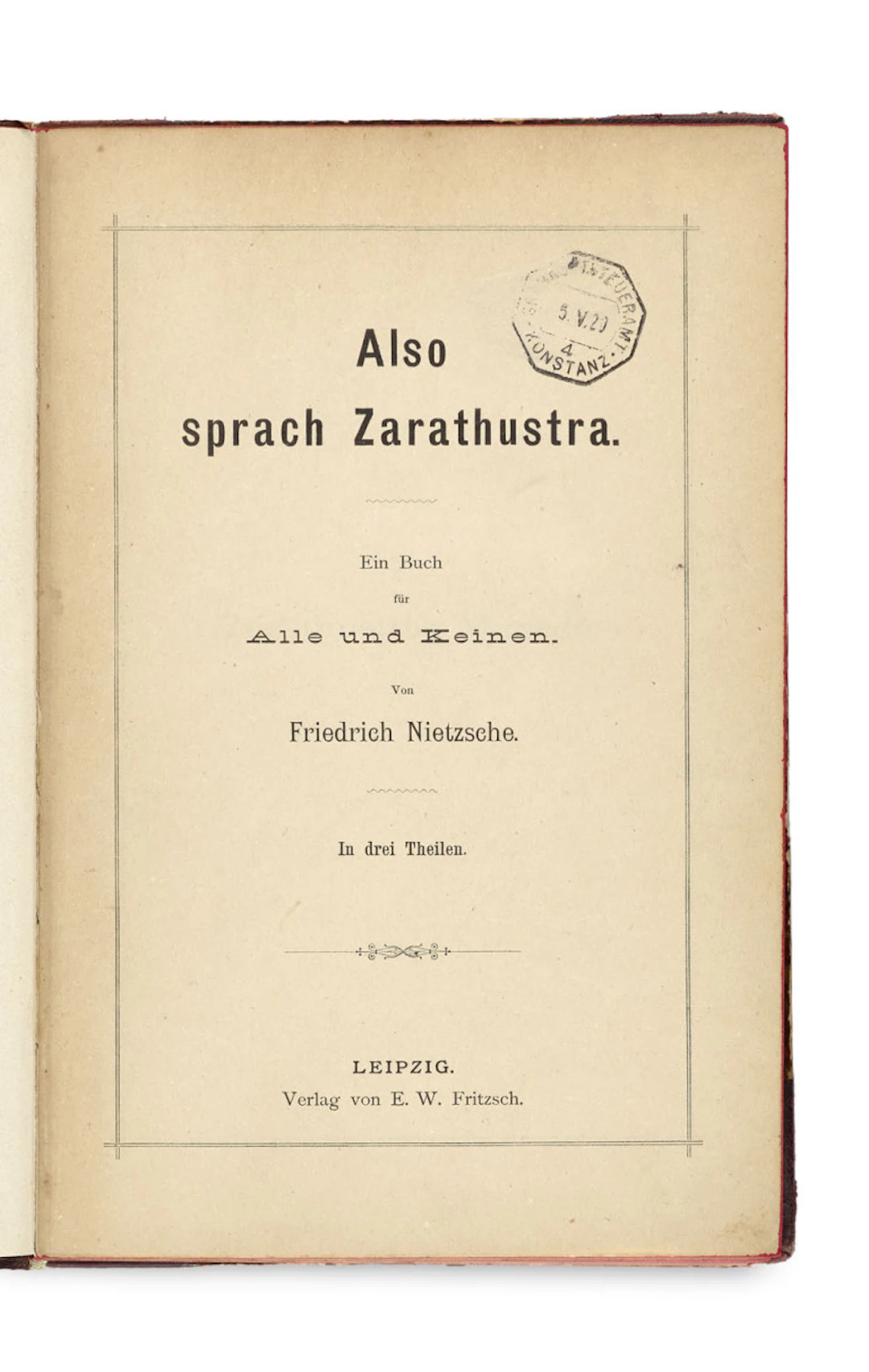Friedrich Nietzsche. Also sprach Zarathustra. Ein …