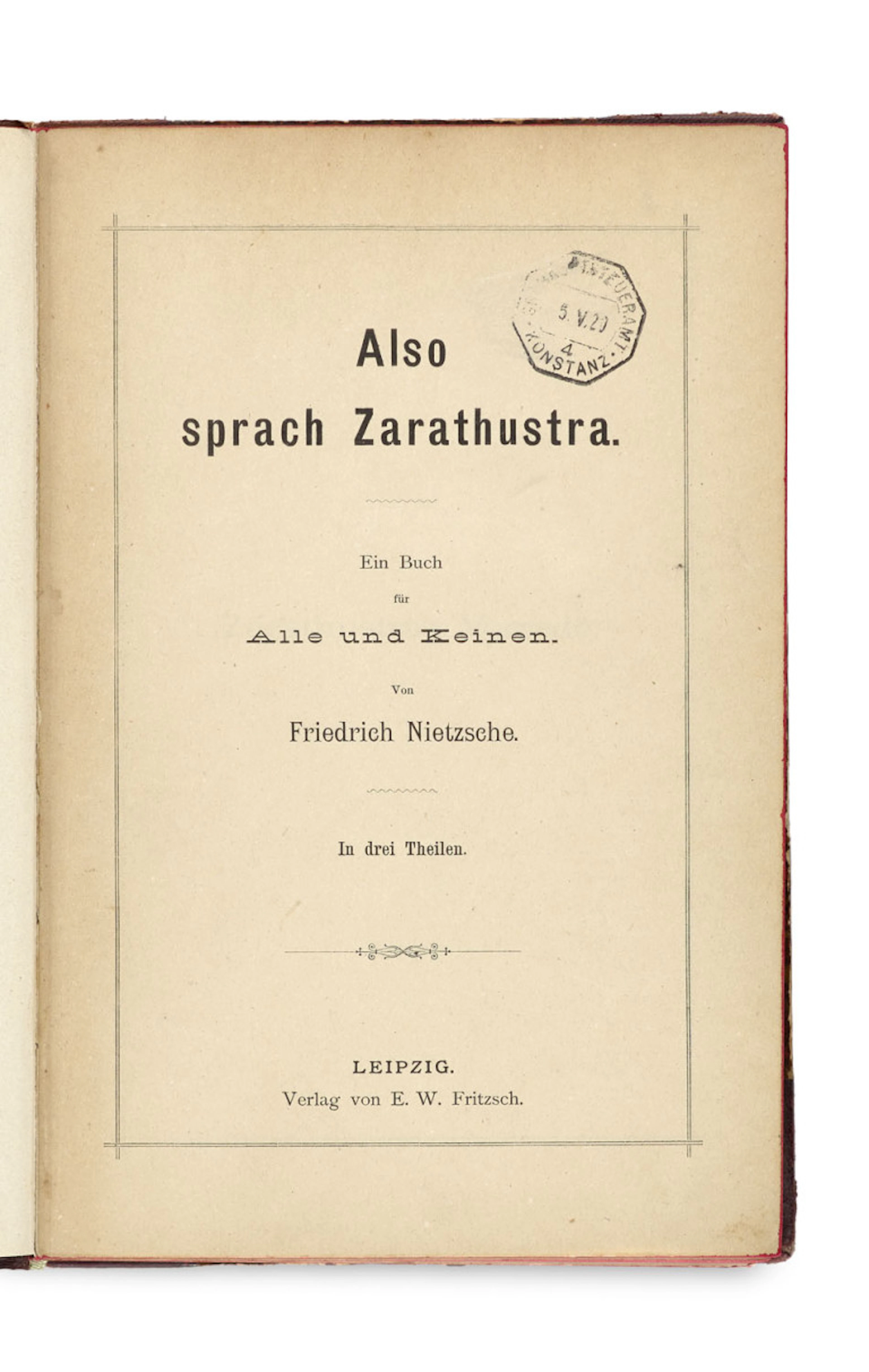 Friedrich Nietzsche. Also sprach Zarathustra. Ein …