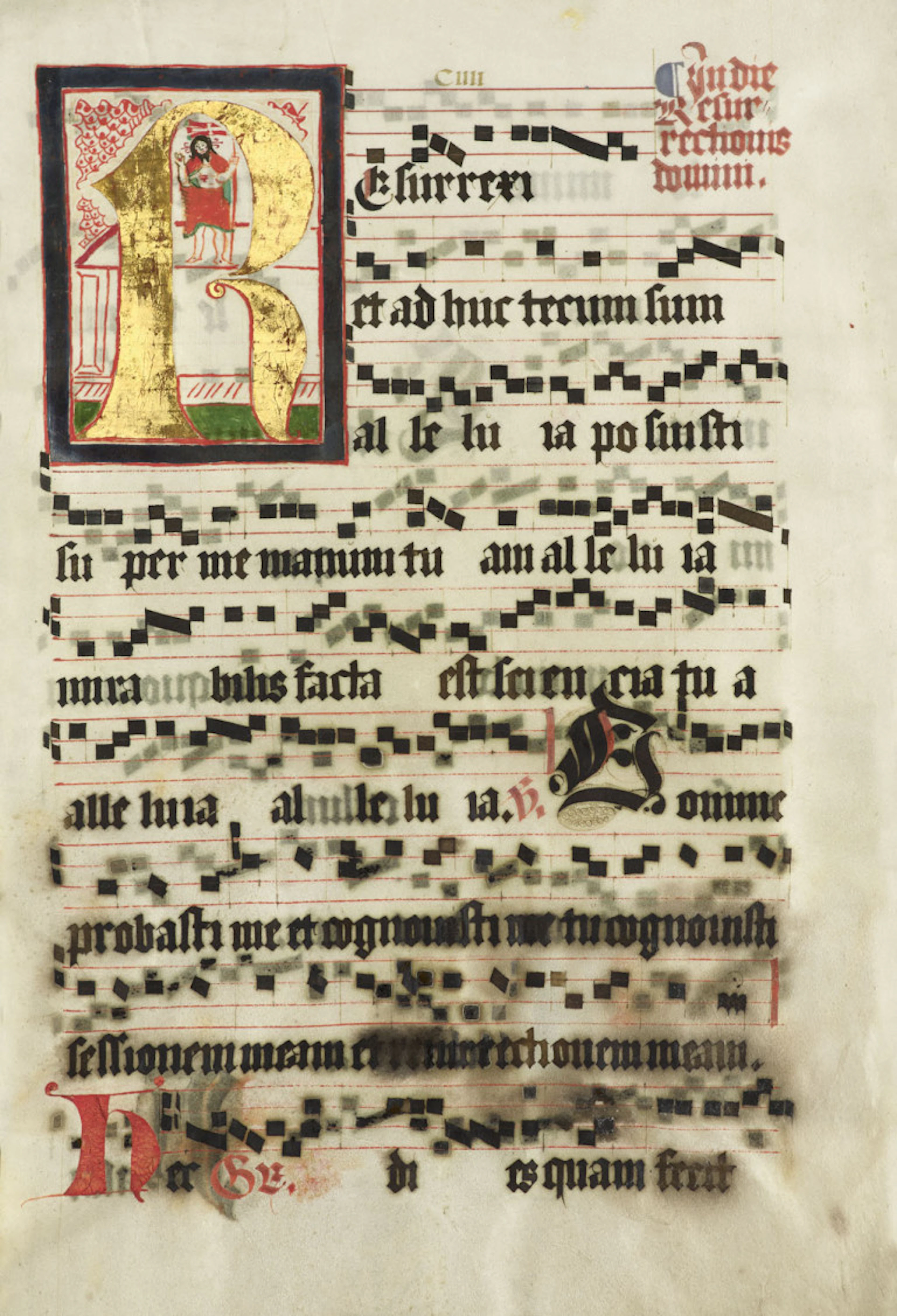 Antiphonarblatt in schwarzer …
