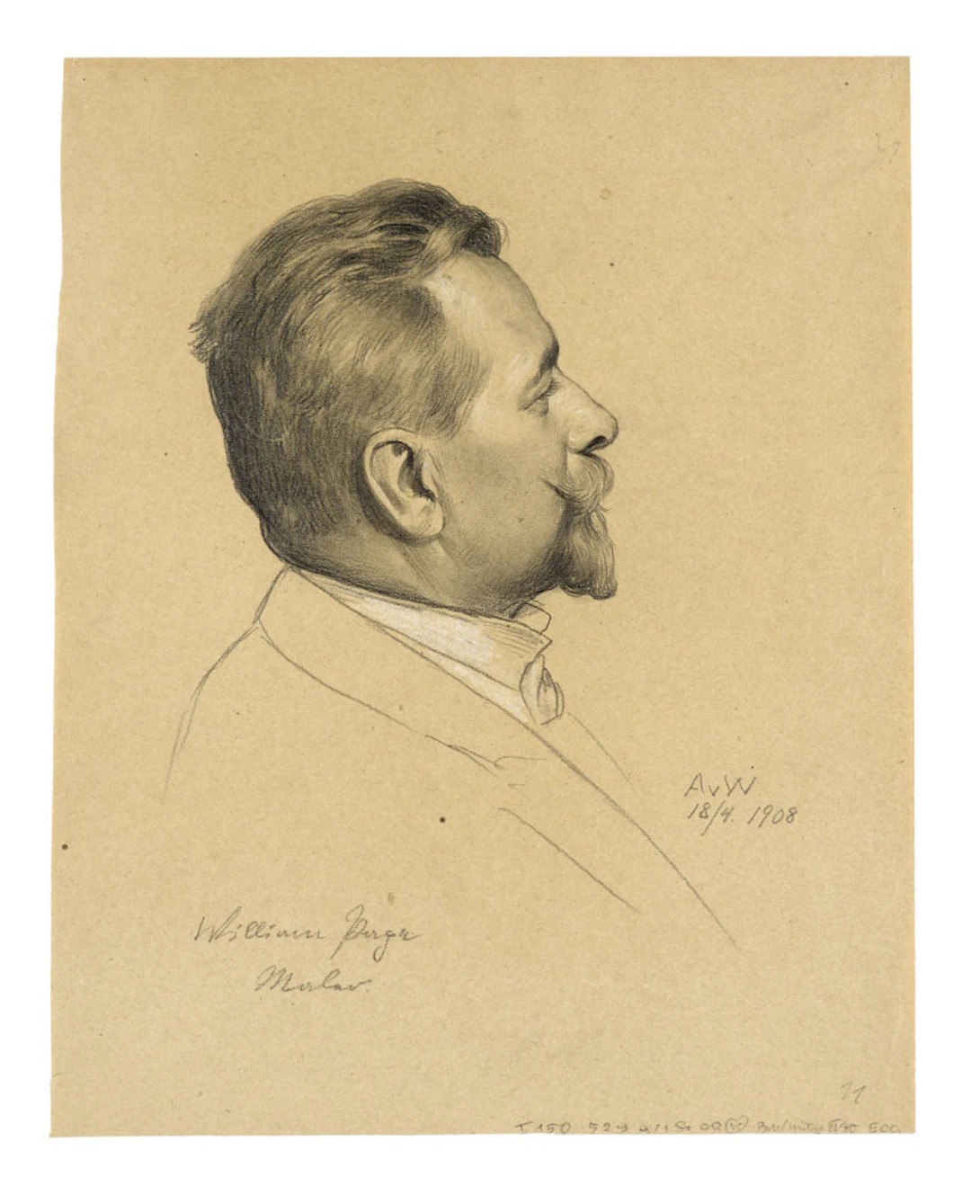 Anton von Werner. Zeichnung mit Portrait des …