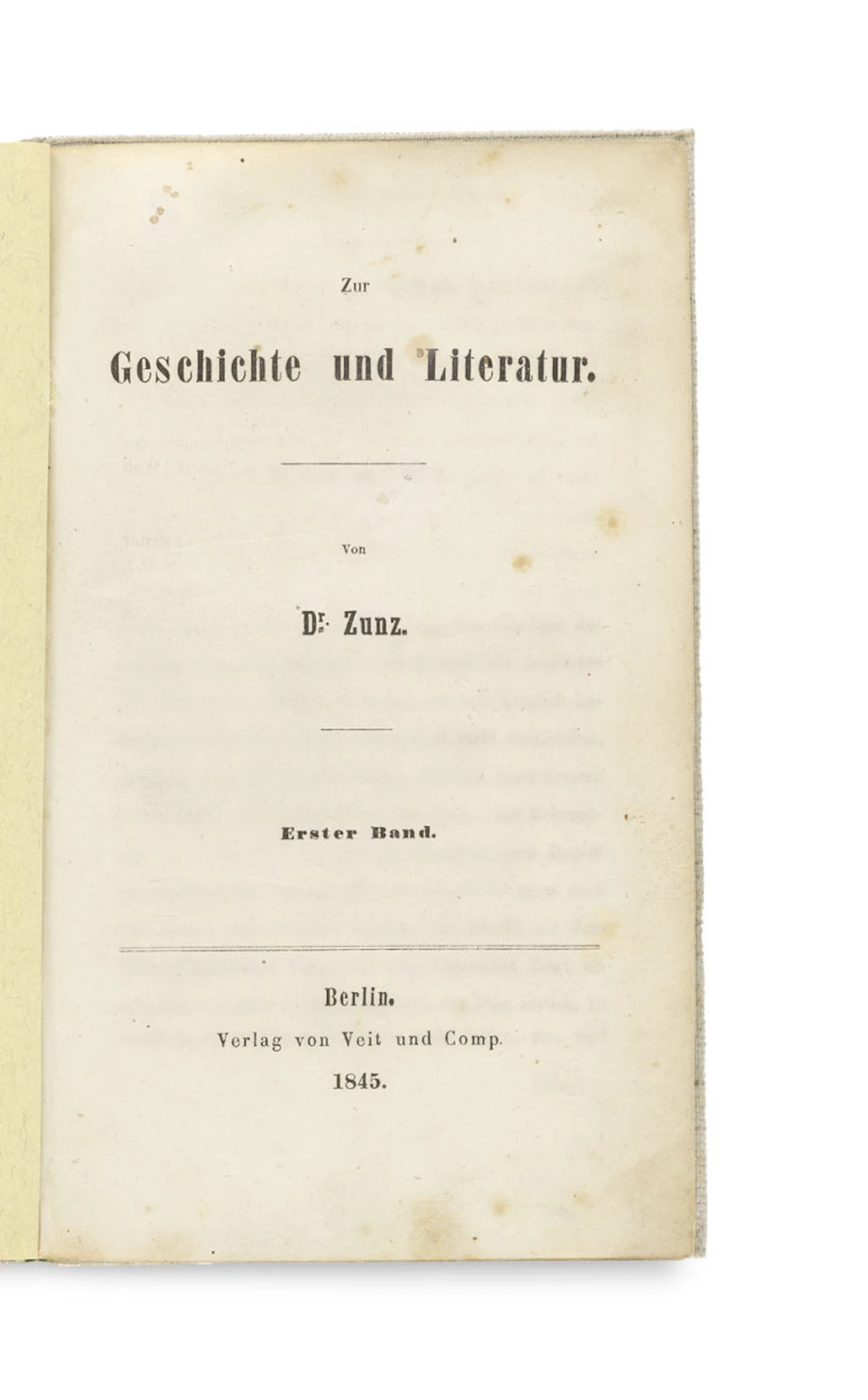 Leopold Zunz. Zur Geschichte und Literatur. …