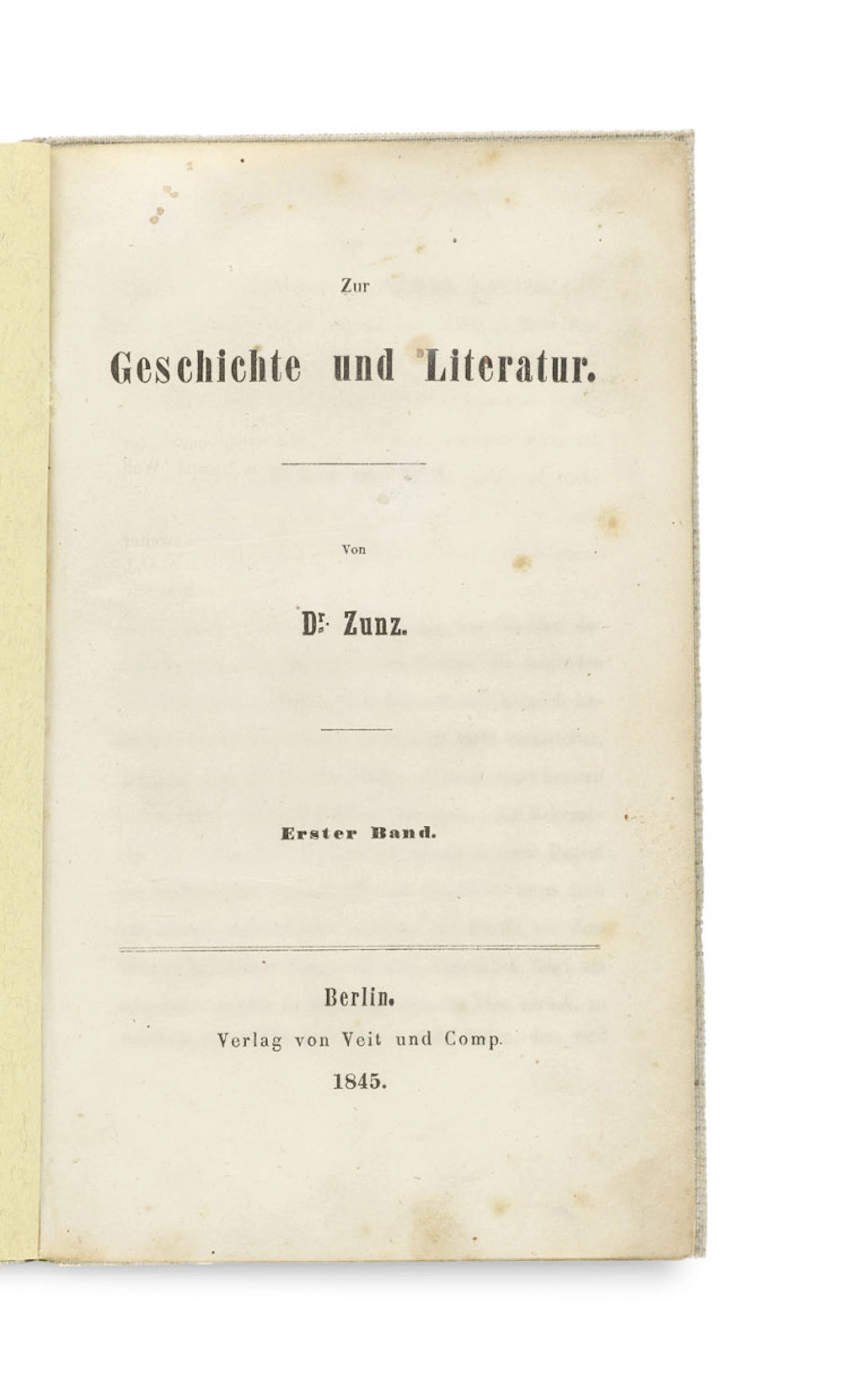 Leopold Zunz. Zur Geschichte und Literatur. …