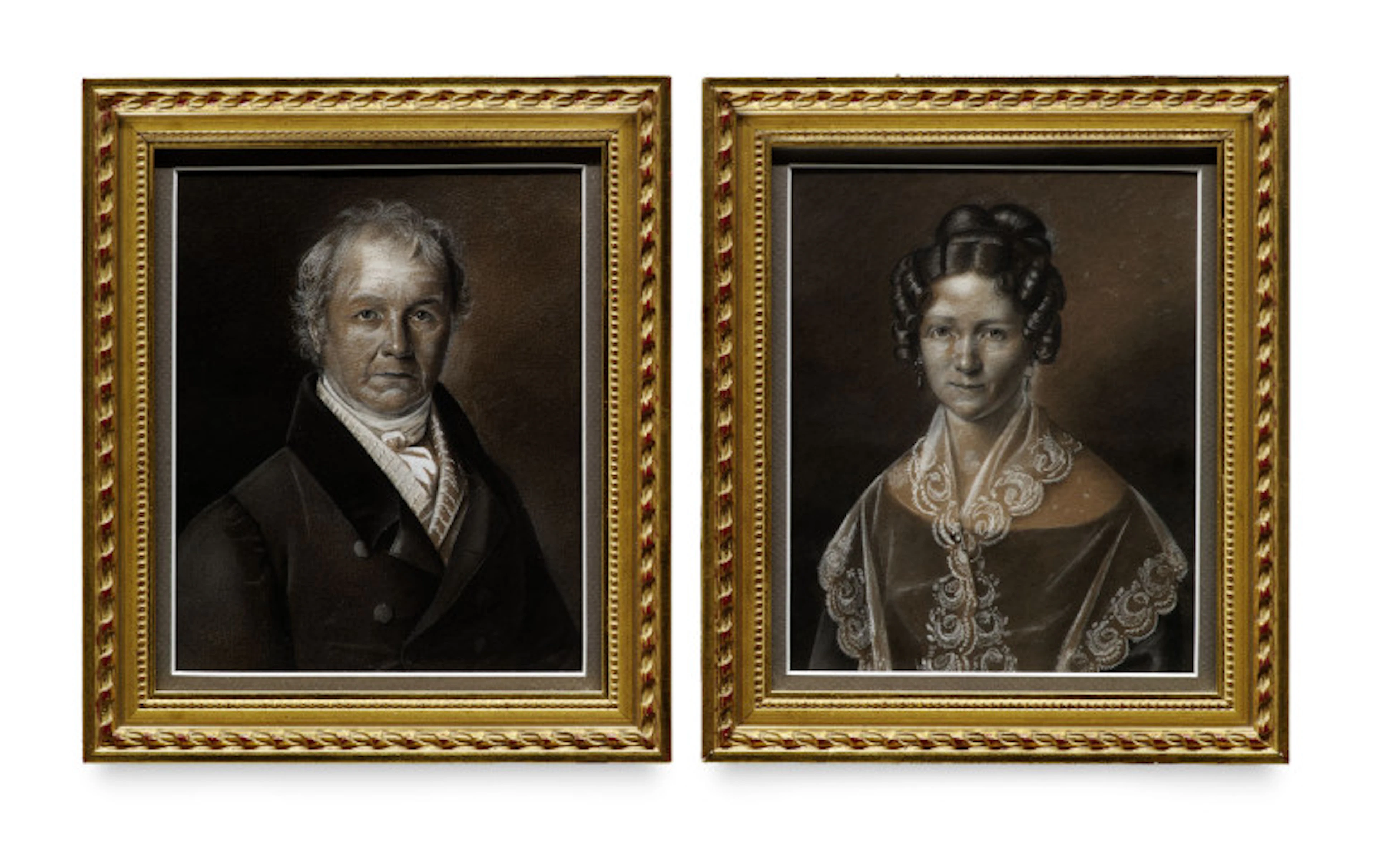 19. Jahrhundert Deutsch. 2 Biedermeierportraits. Um …