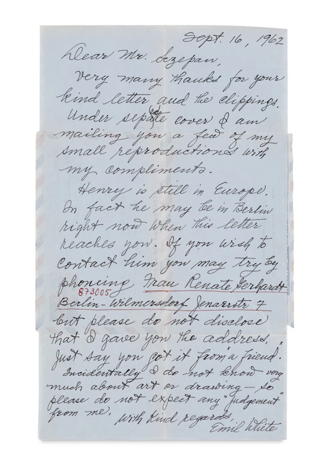 Emil White. Brief von Emil White and …