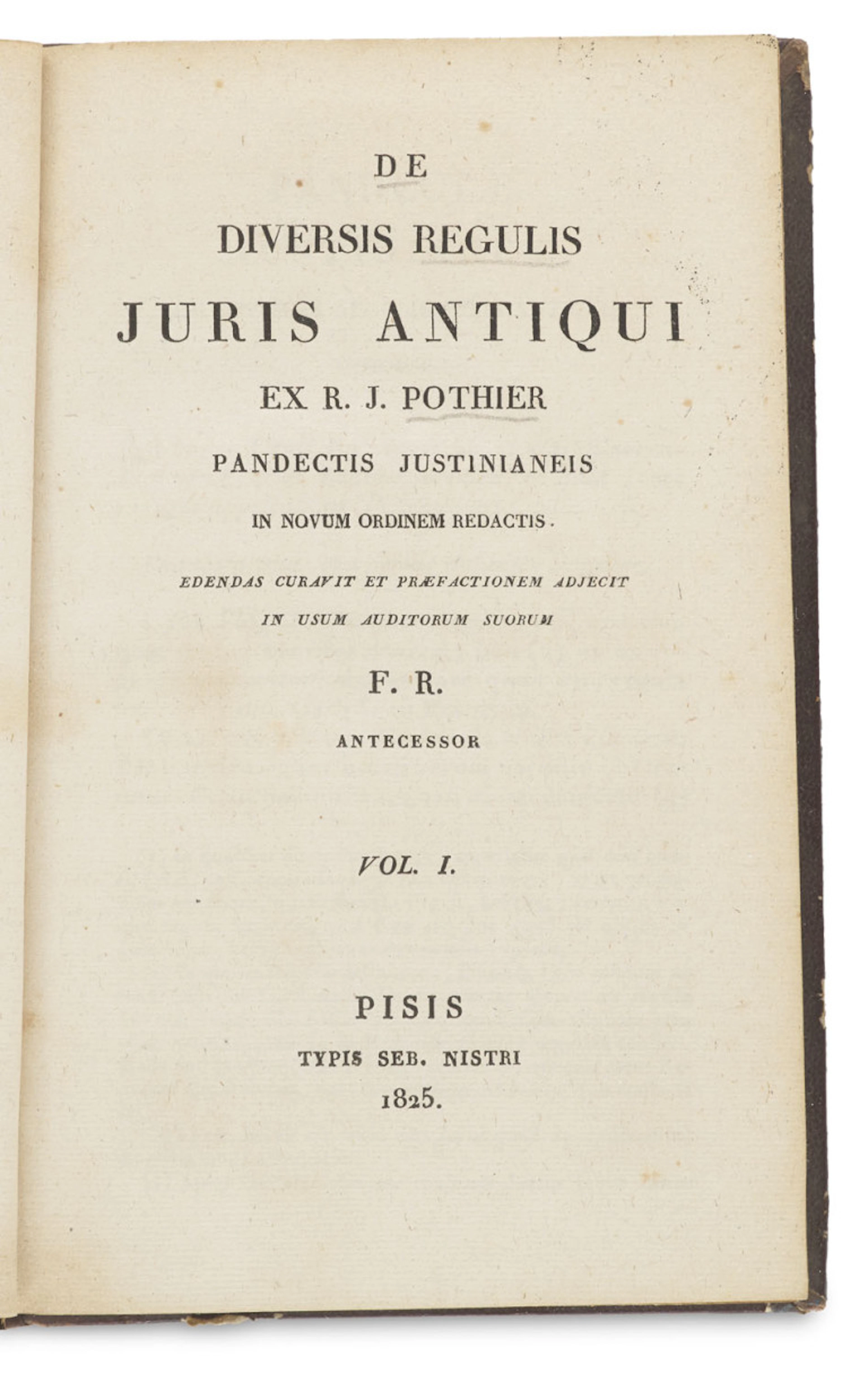 Robert-Joseph. Pothier. De Diversis Regulis Juris …