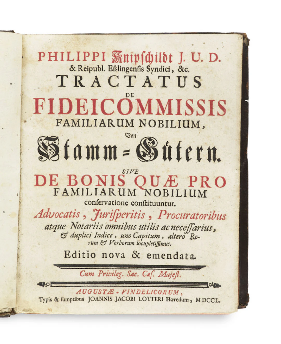 Philipp Knipschildt. Tractatus de Fideicommissis …
