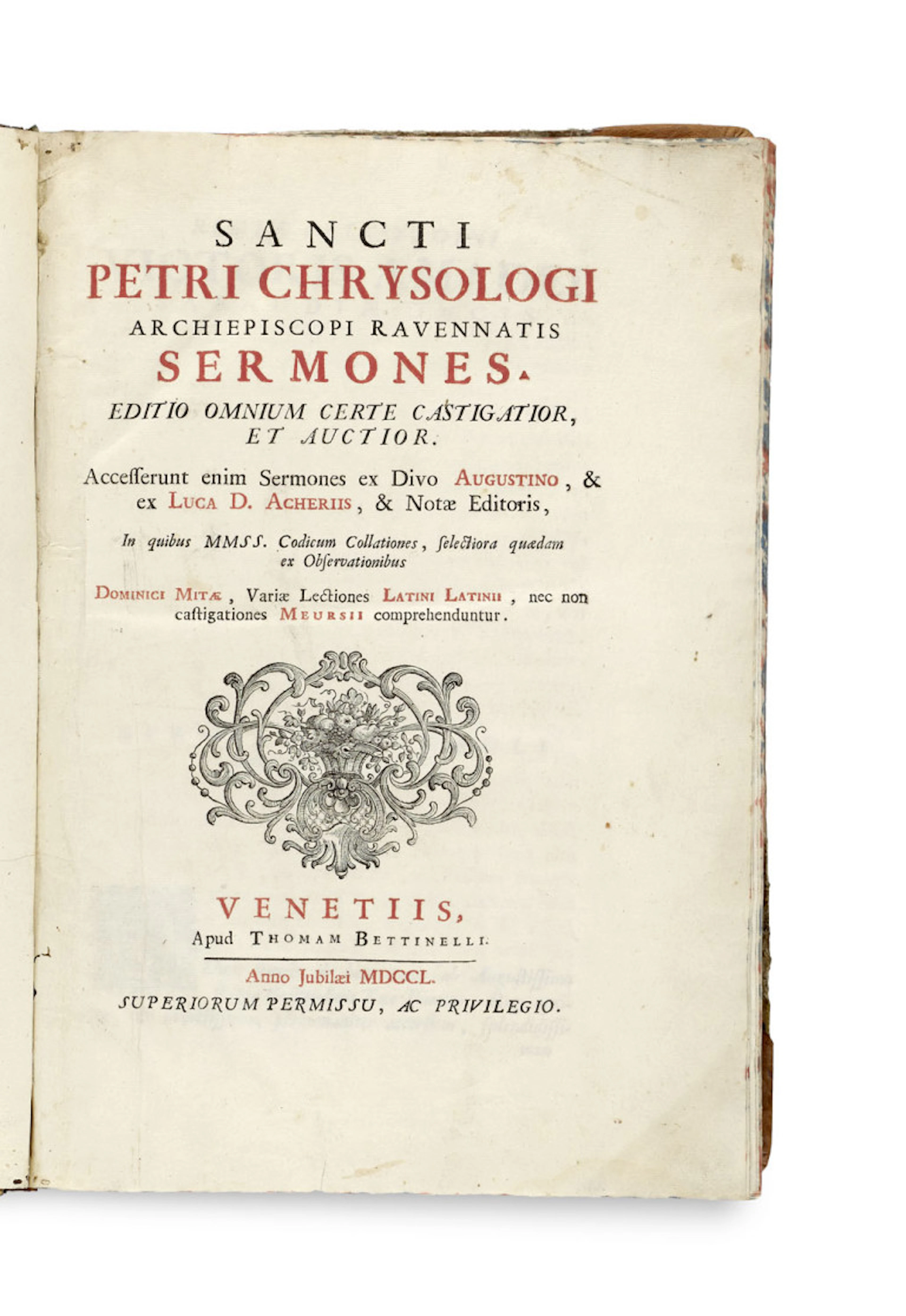 Petrus Chrysologus. Sermones. Editio Omnium Certe …