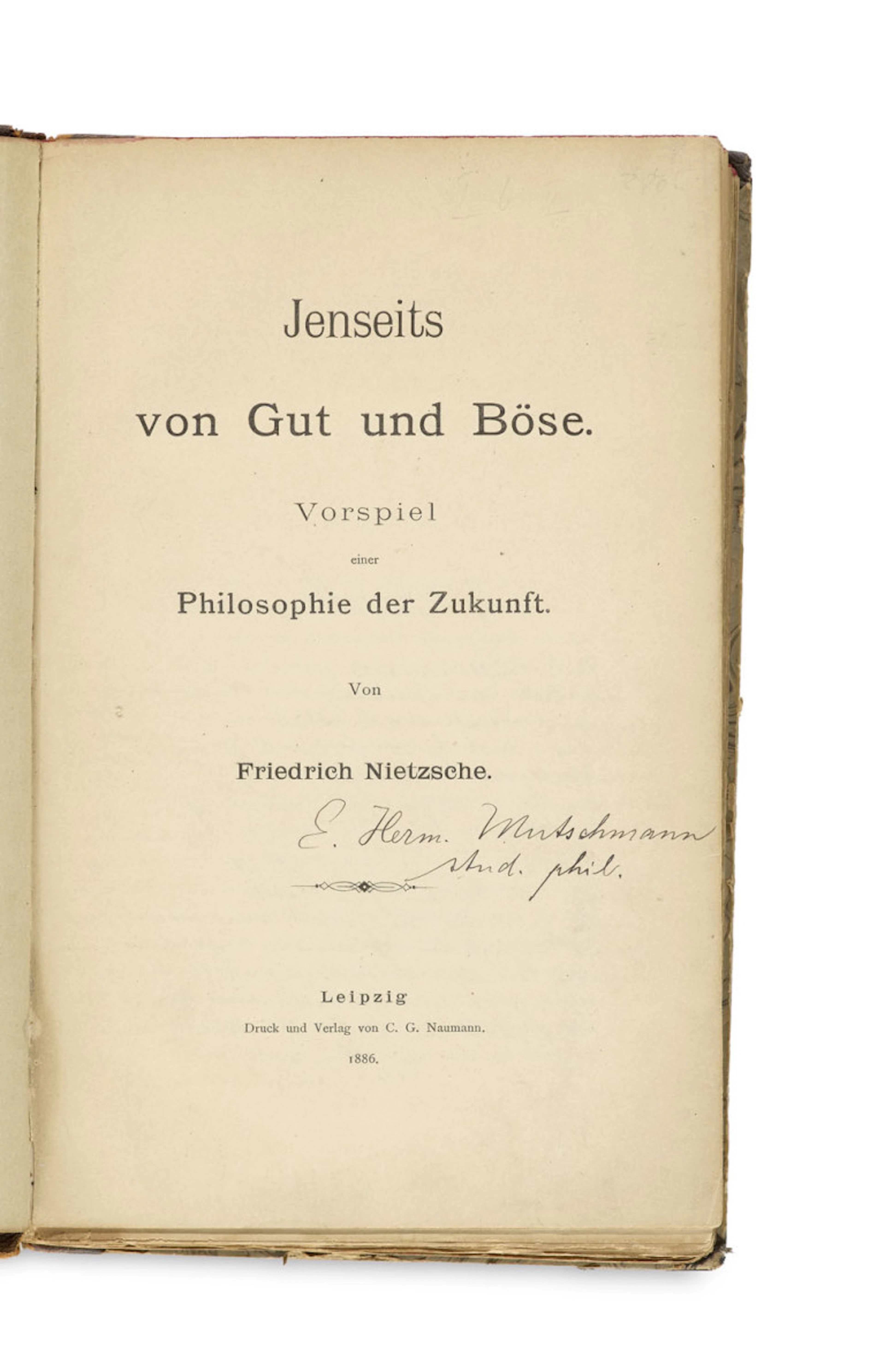 Friedrich Nietzsche. Jenseits von Gut und Böse. …