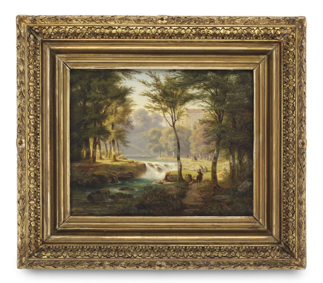 Ludwig Neelmeyer. Bachlauf mit Schloss. 1842. …
