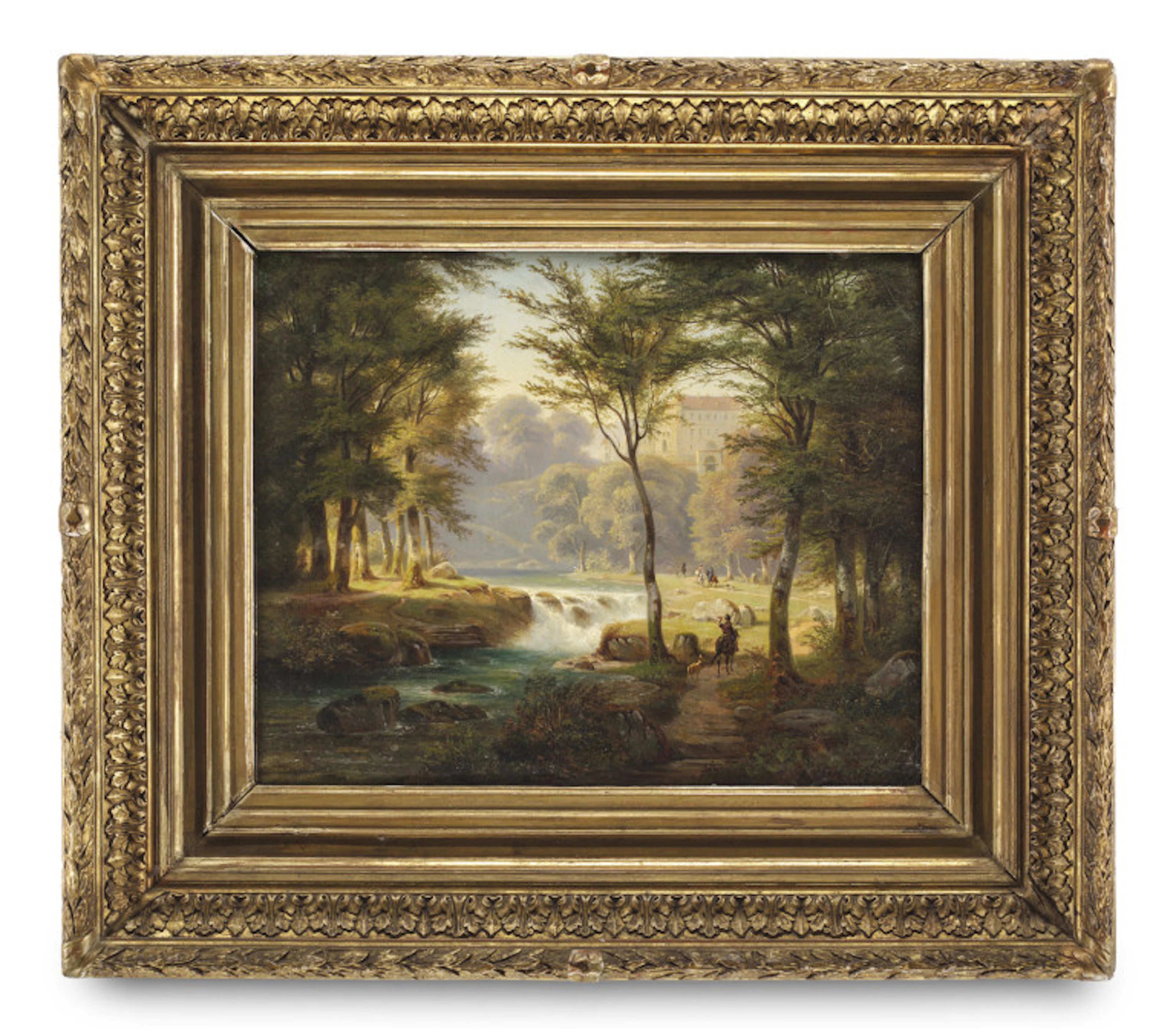 Ludwig Neelmeyer. Bachlauf mit Schloss. 1842. …