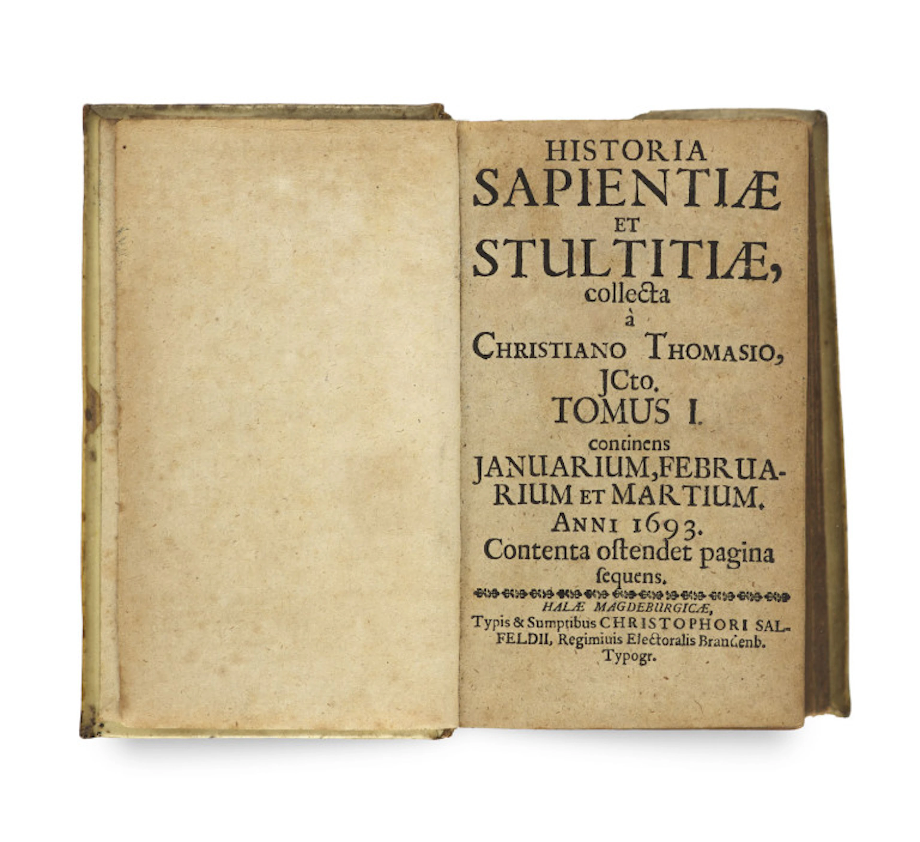 Christian Thomasius. Historia sapientiae et …
