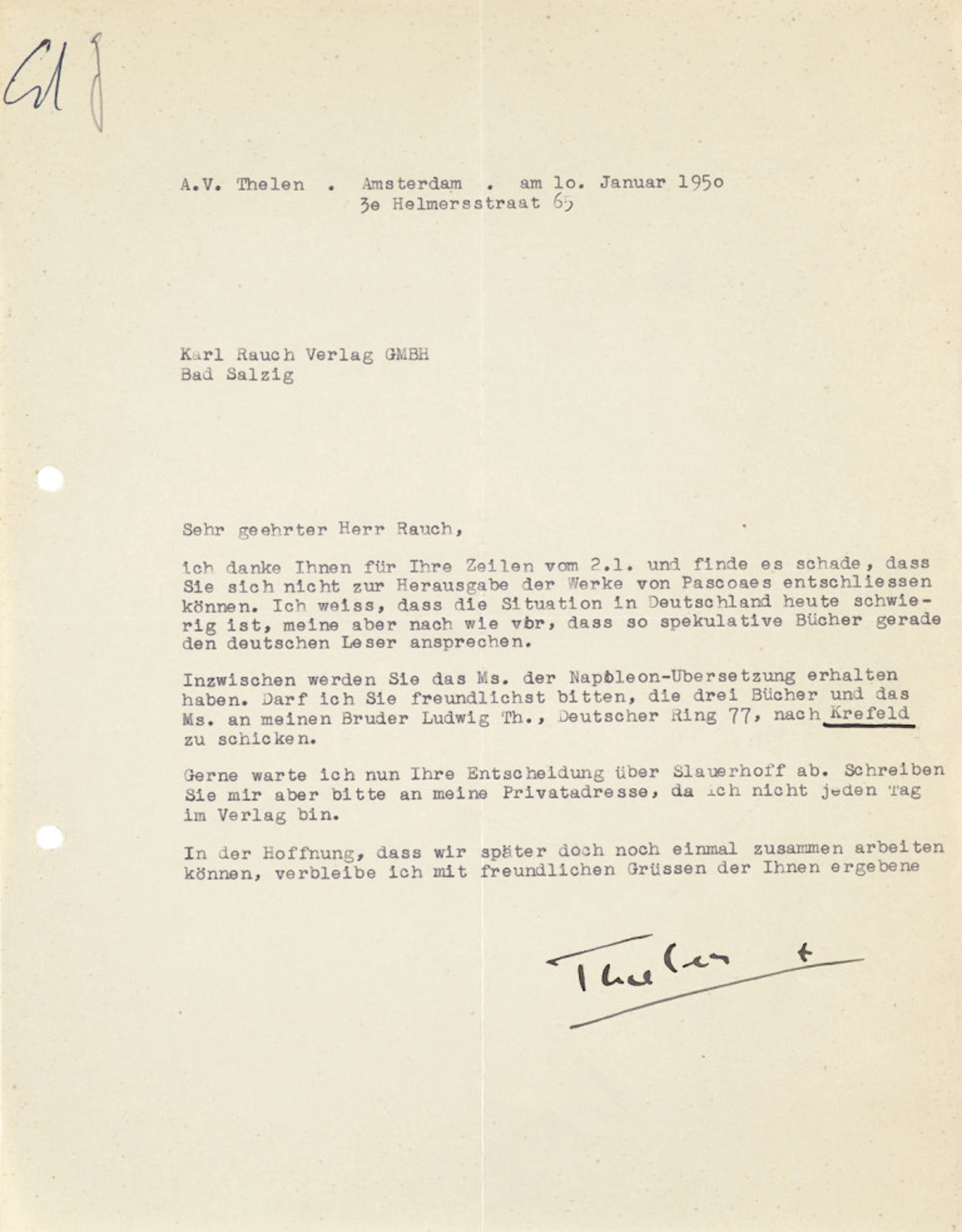 Albert Vigoleis Thelen. Sammlung von 3 …