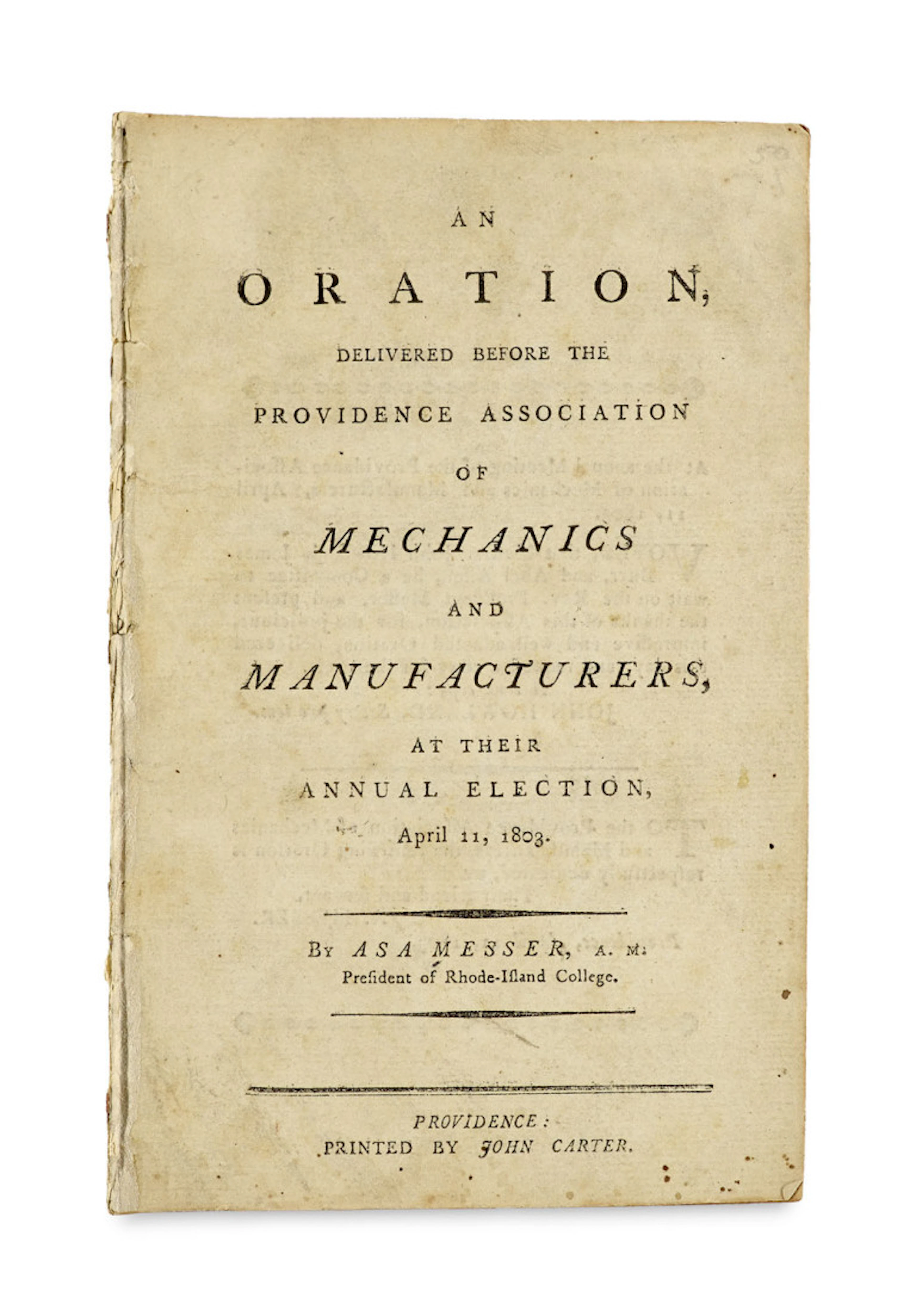 Asa Messer. An Oration, delivered before …