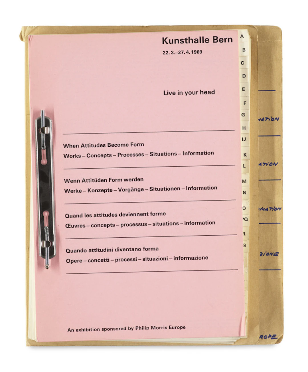 Harald Szeemann (Hg.). Live In Your Head. When …