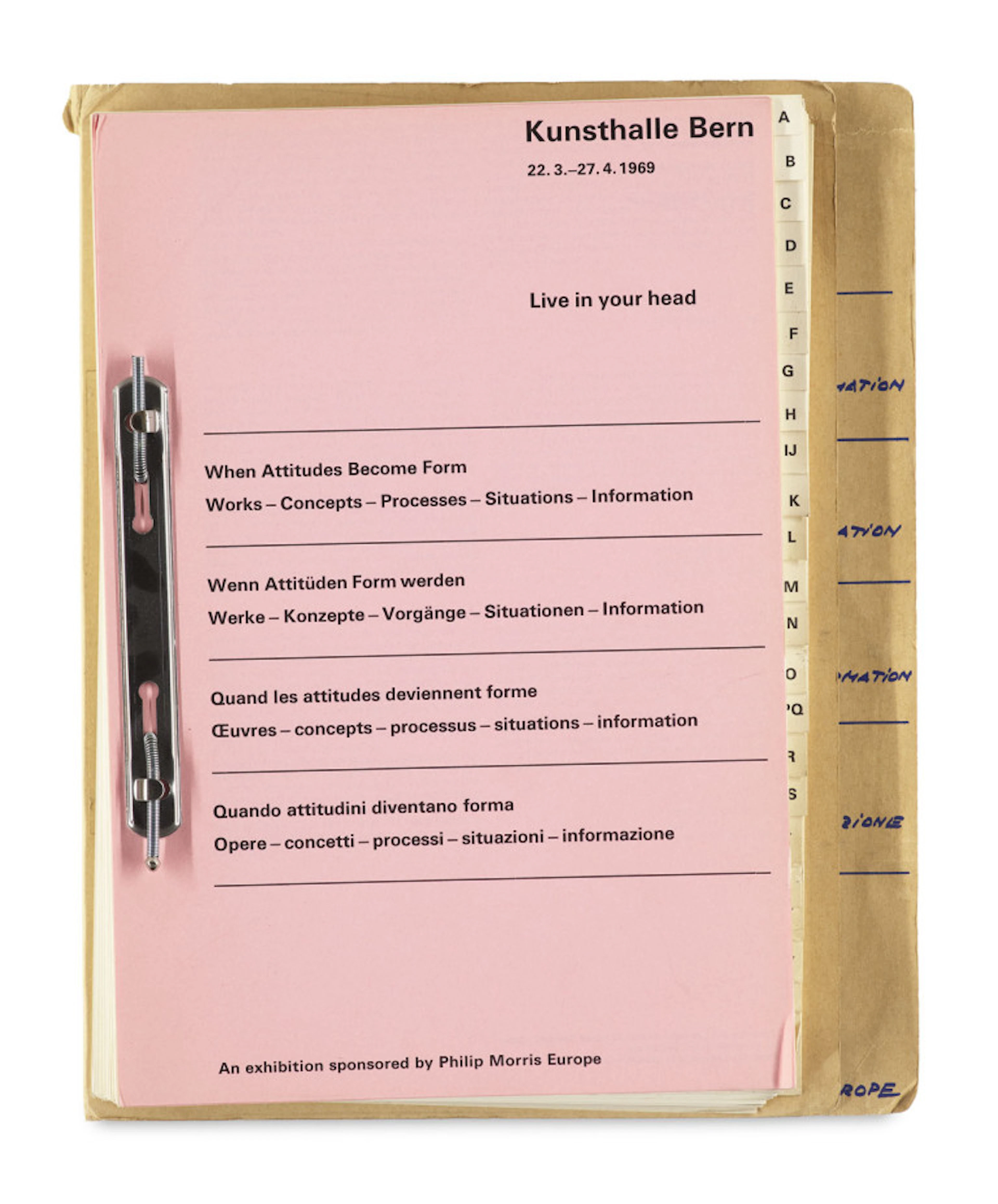 Harald Szeemann (Hg.). Live In Your Head. When …