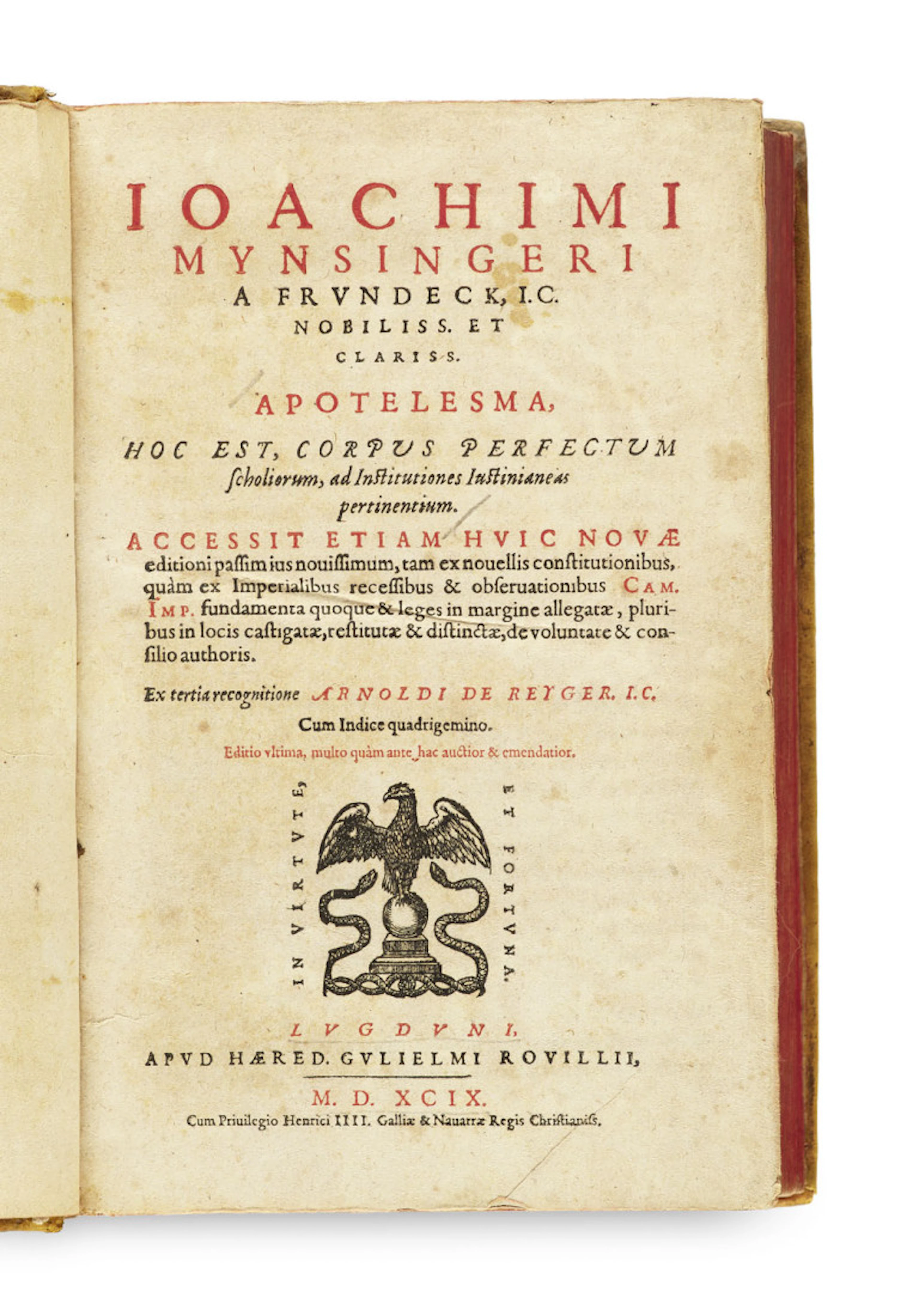 Joachim Mynsinger. Apotelesma, hoc est, Corpus …