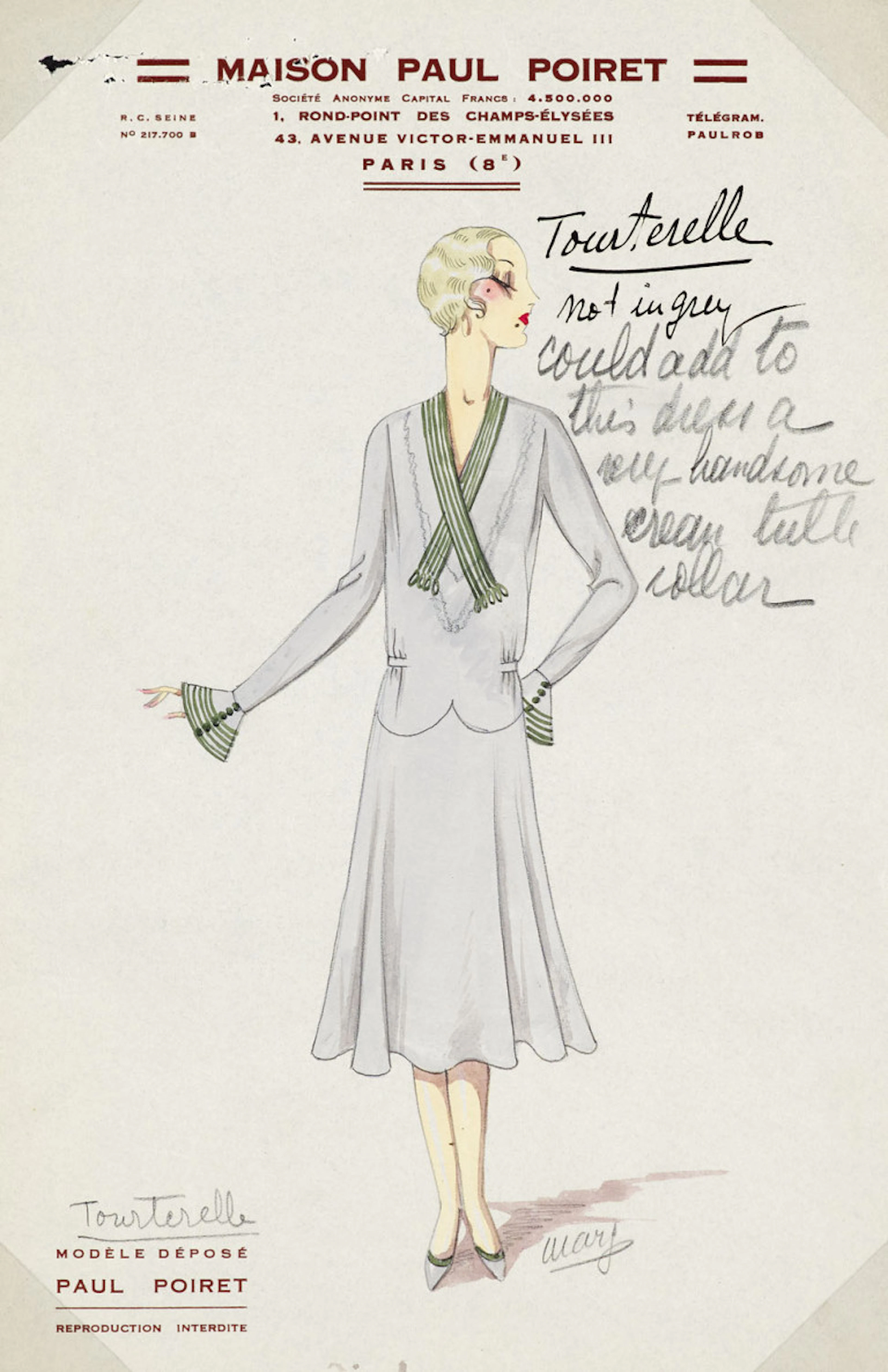 Paul Poiret. Tourterelle. Modezeichnung. …