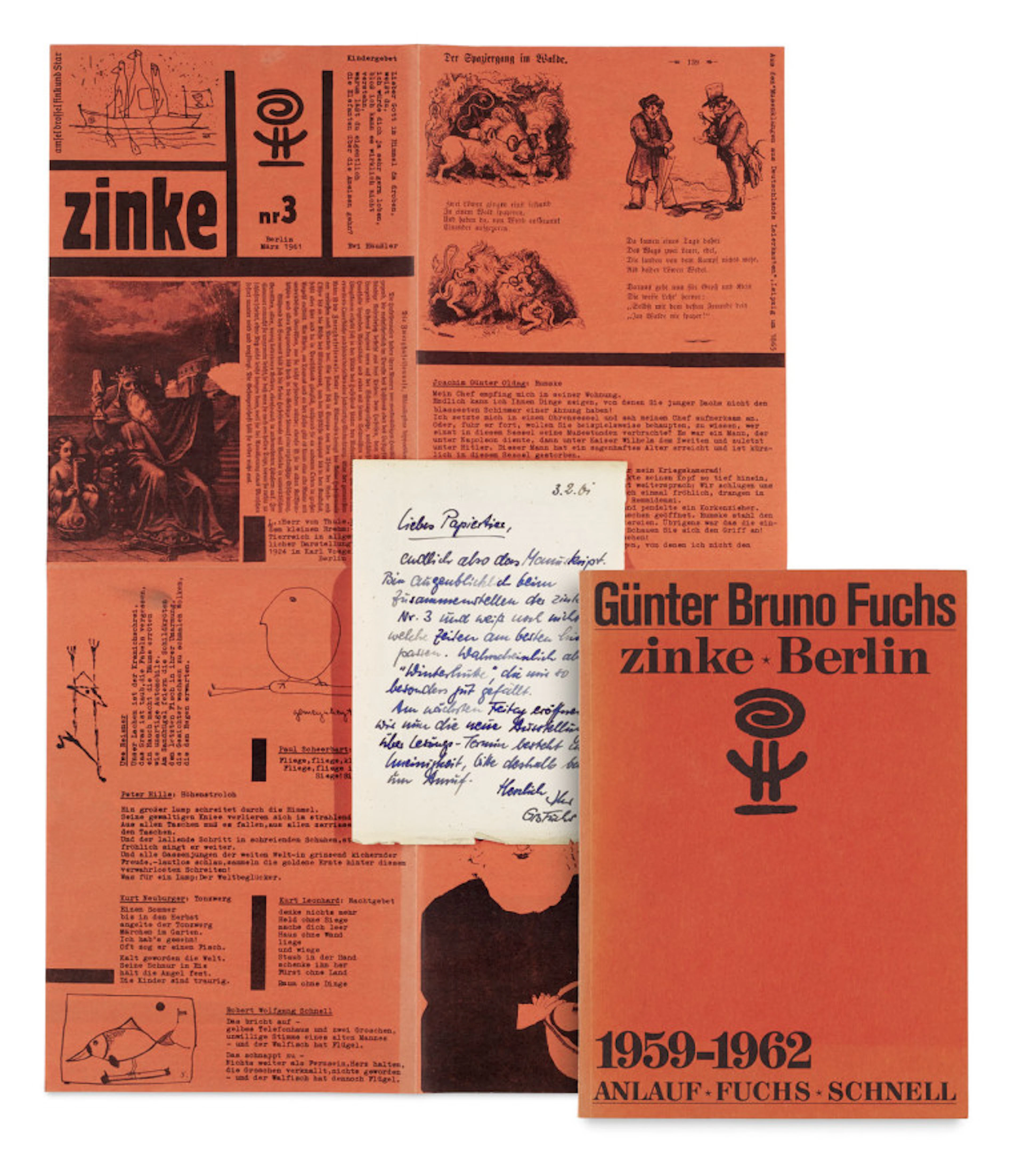 Günter Bruno Fuchs. Eigenhändiger Brief mit …