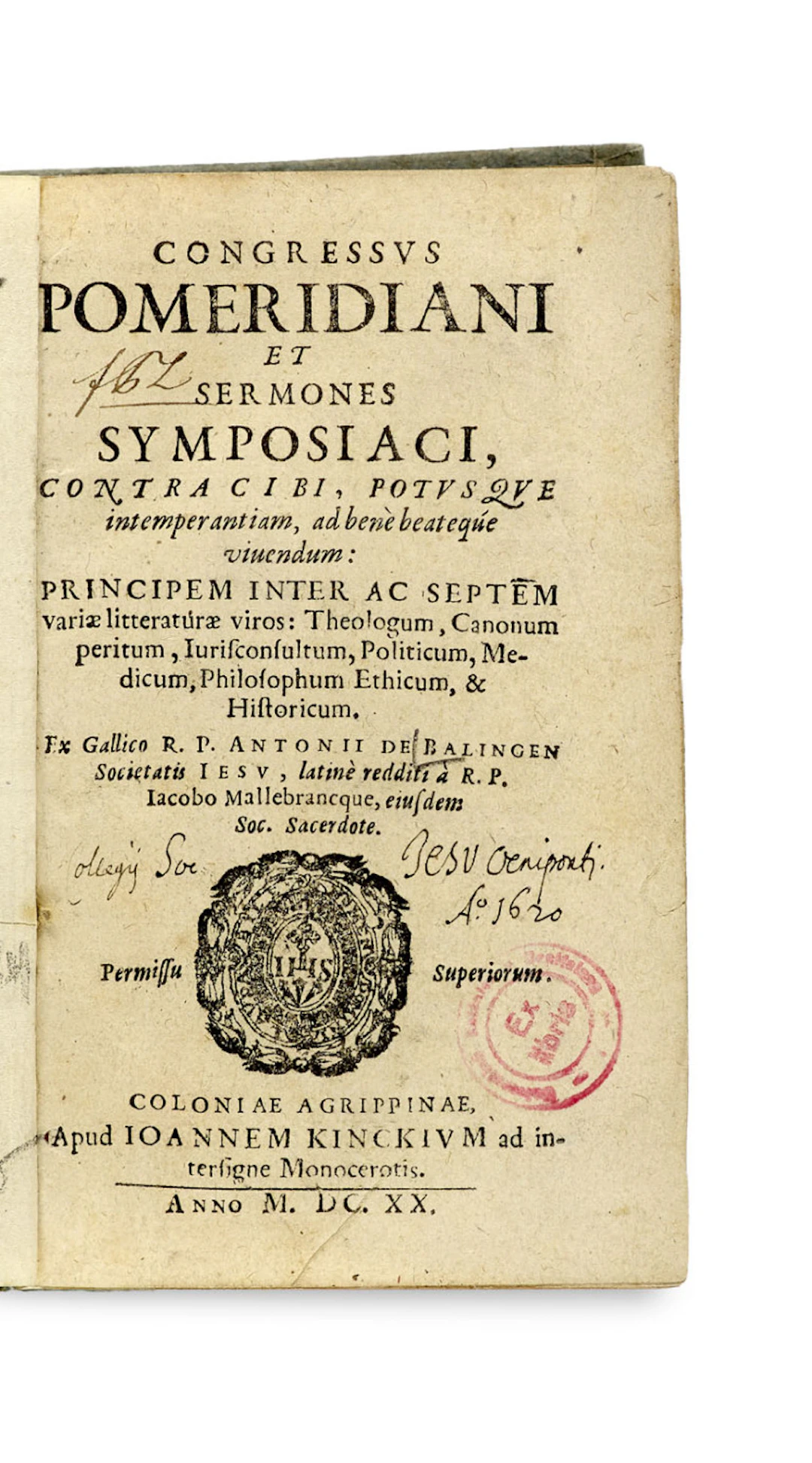 Antoine de Balinghem. Congressus Pomeridiani et …