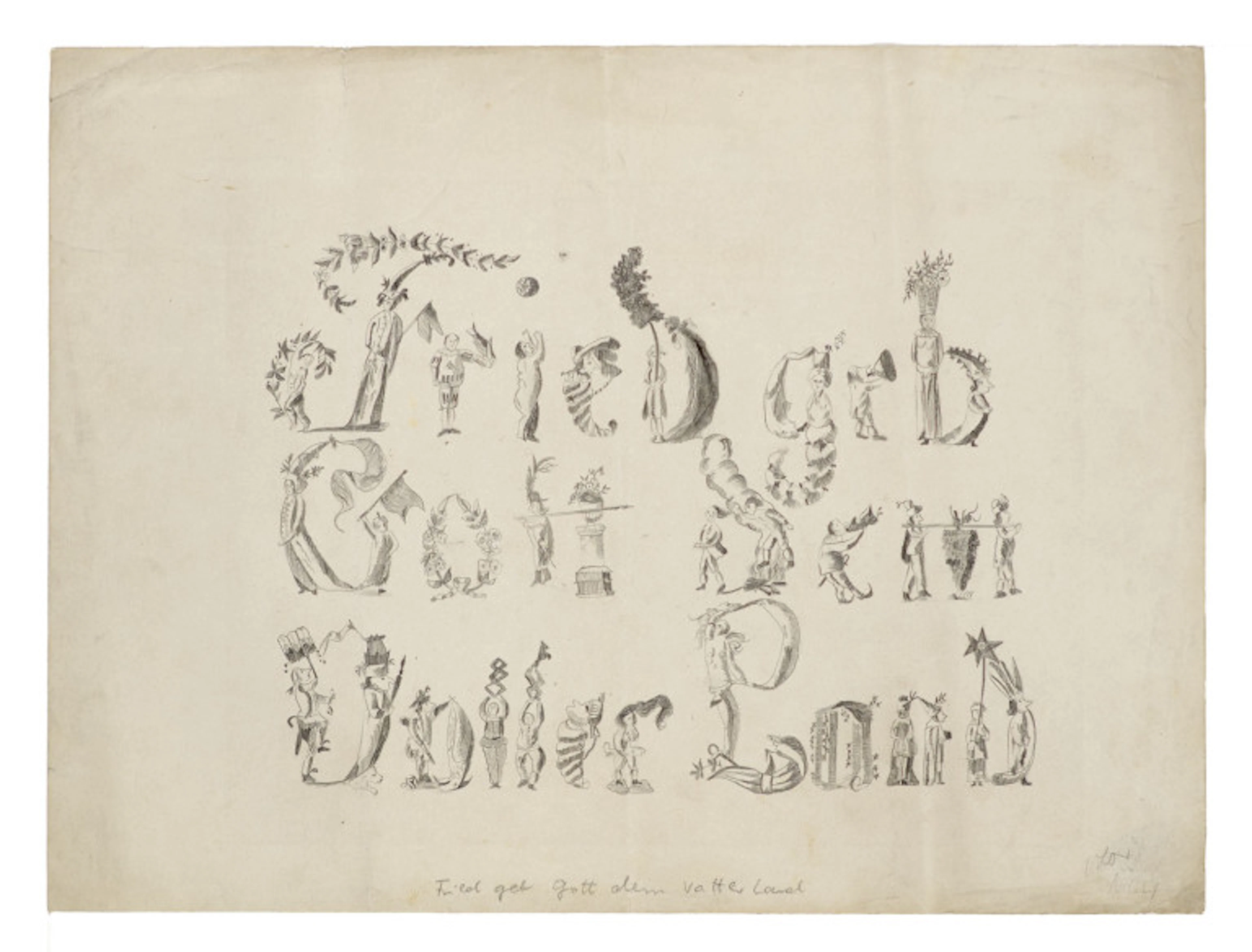 18. Jahrhundert Deutsch. Figurenalphabet. Fried gib …