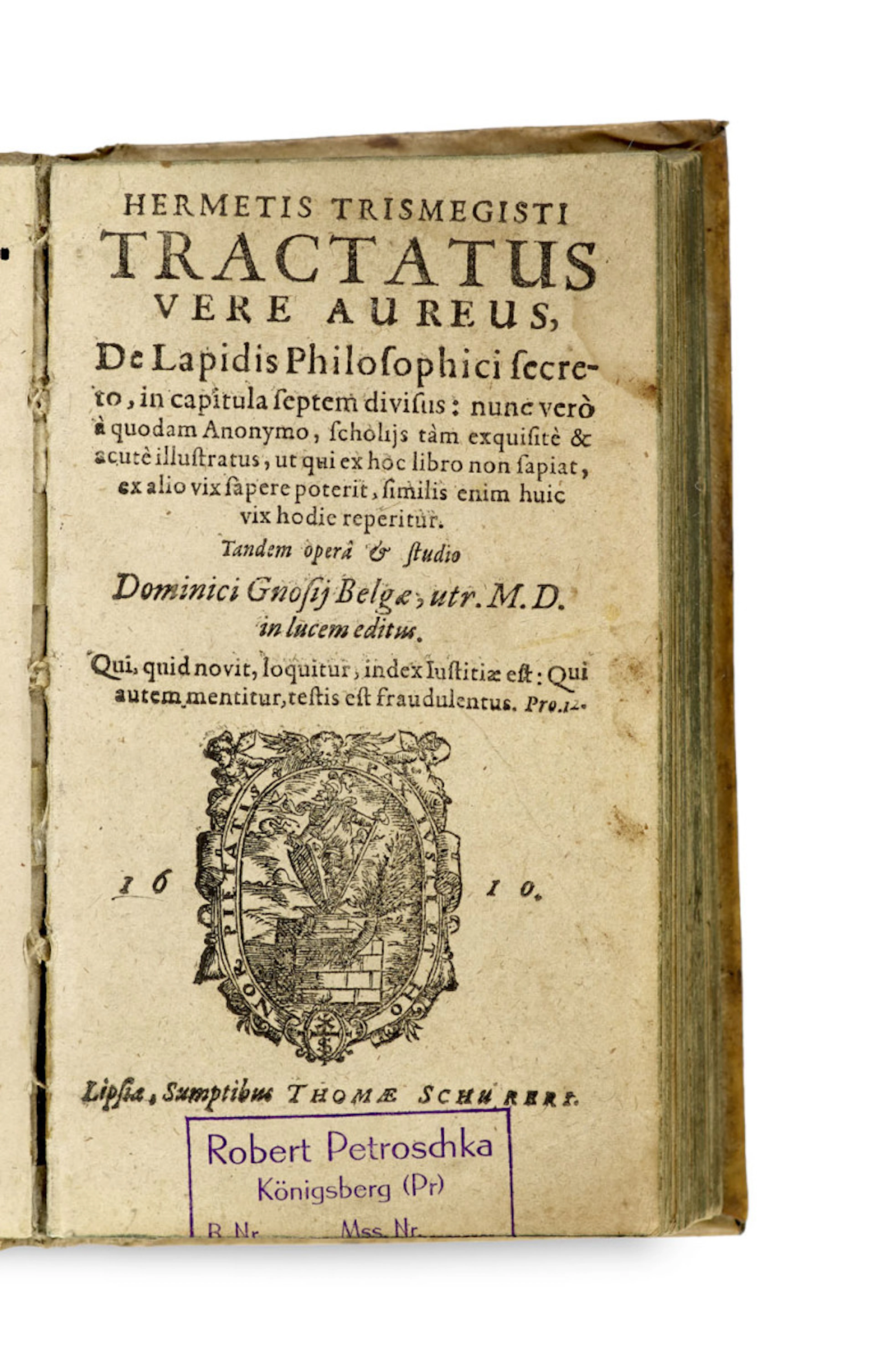 Hermes Trismegistus. Tractatus vere aureus de …