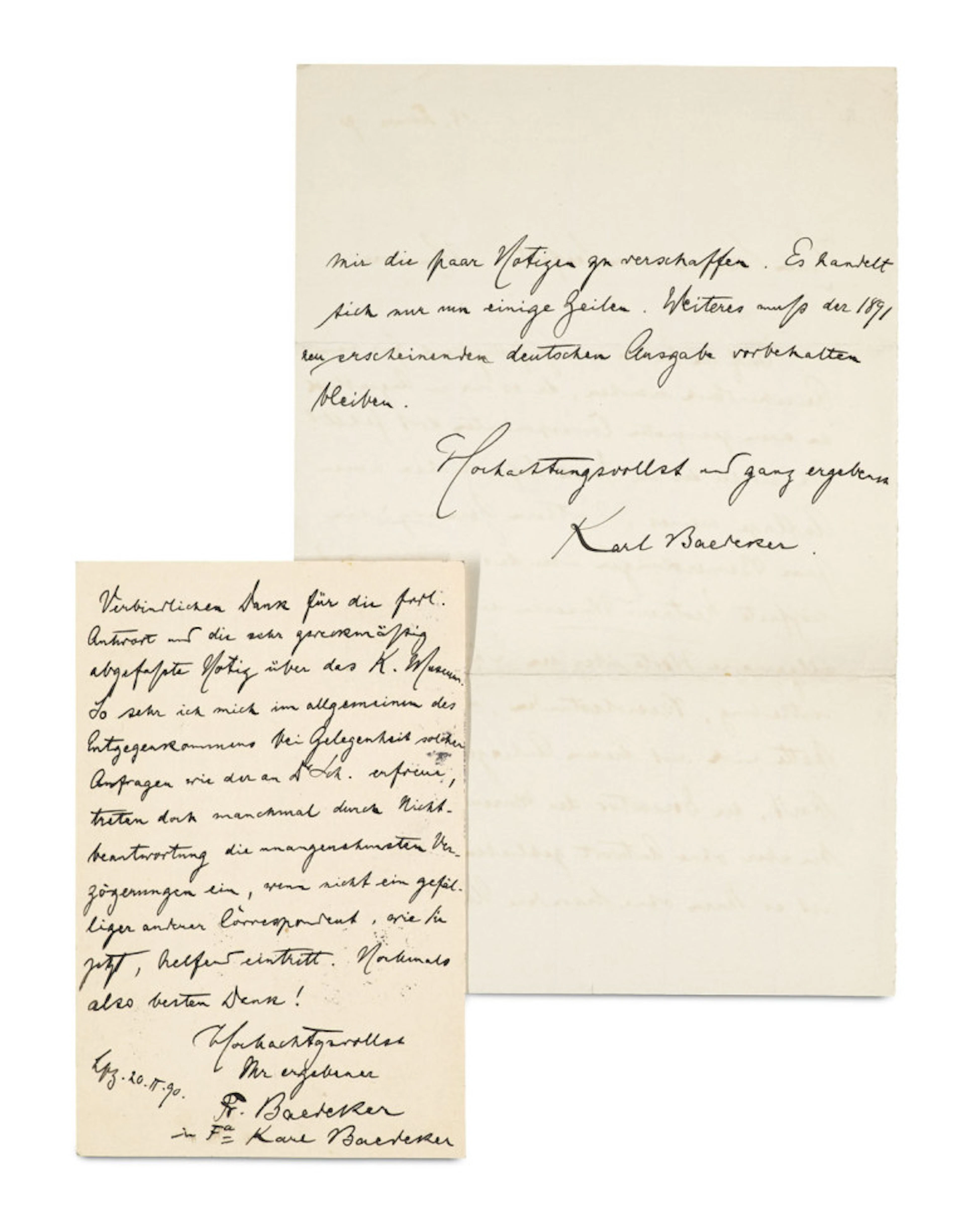 Fritz Baedeker. Eigenhändiger Brief mit …