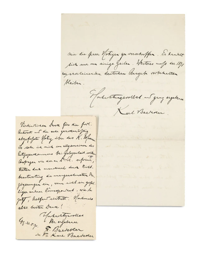 Fritz Baedeker. Eigenhändiger Brief mit …