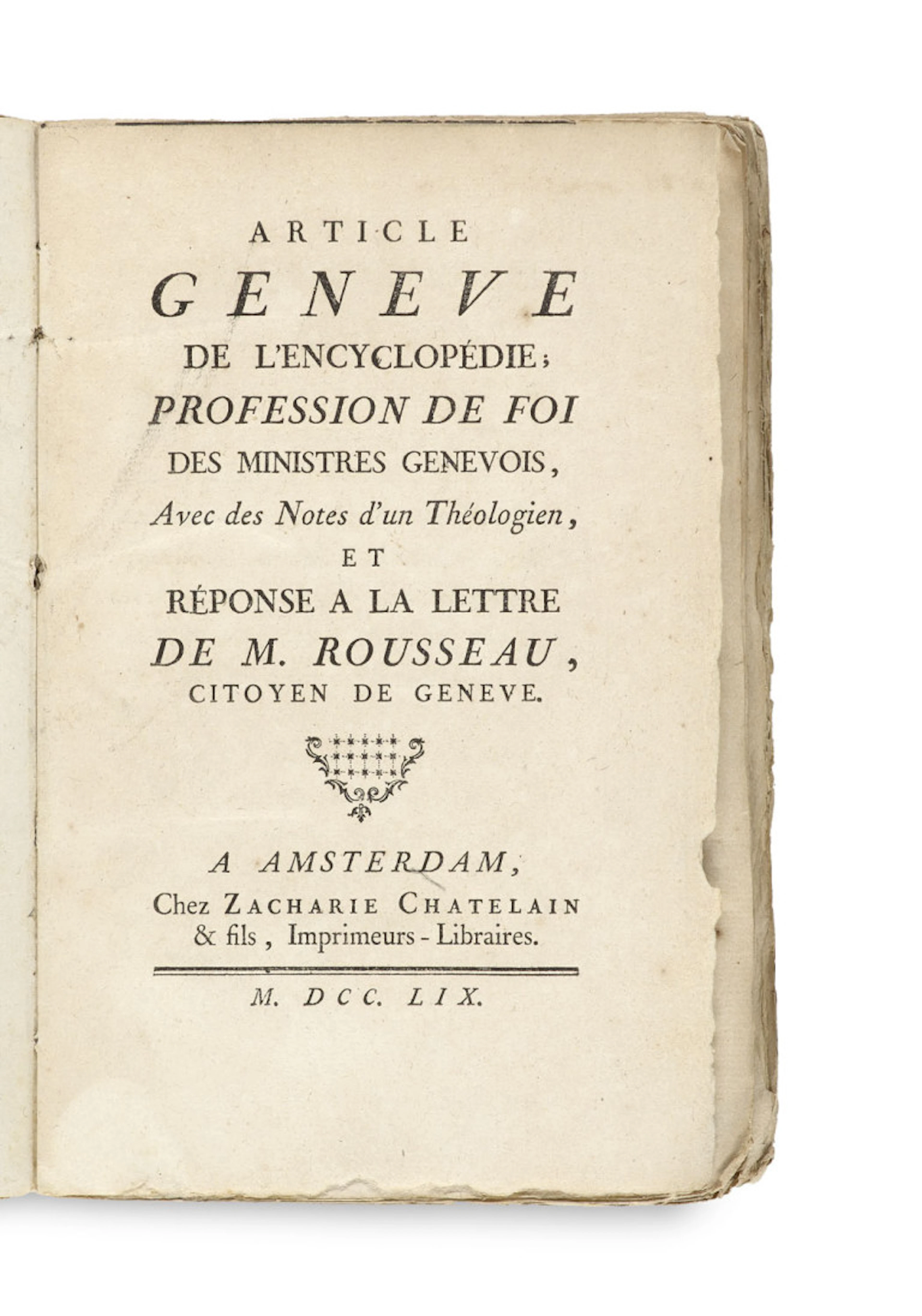 Jean le Rond de Alembert. Article Geneve de …