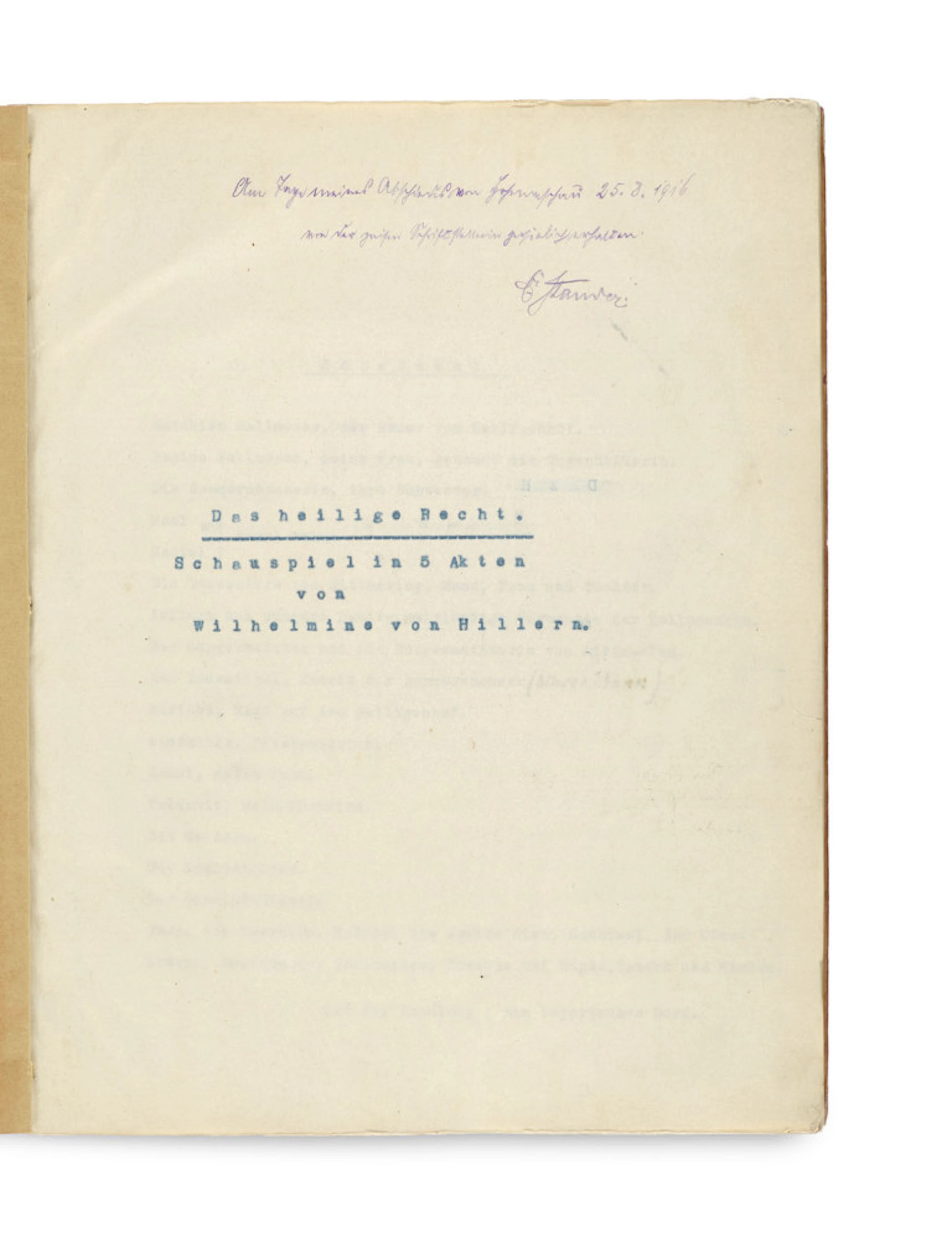 Wilhelmine v. Hillern. Das heilige Recht. Schauspiel …