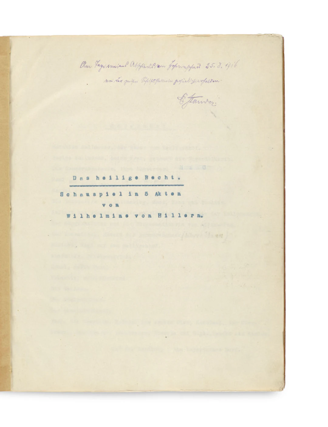Wilhelmine v. Hillern. Das heilige Recht. Schauspiel …