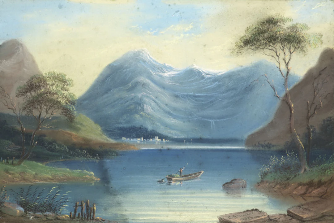 C. Schuster. Ansicht eines Bergsees. 1853. …