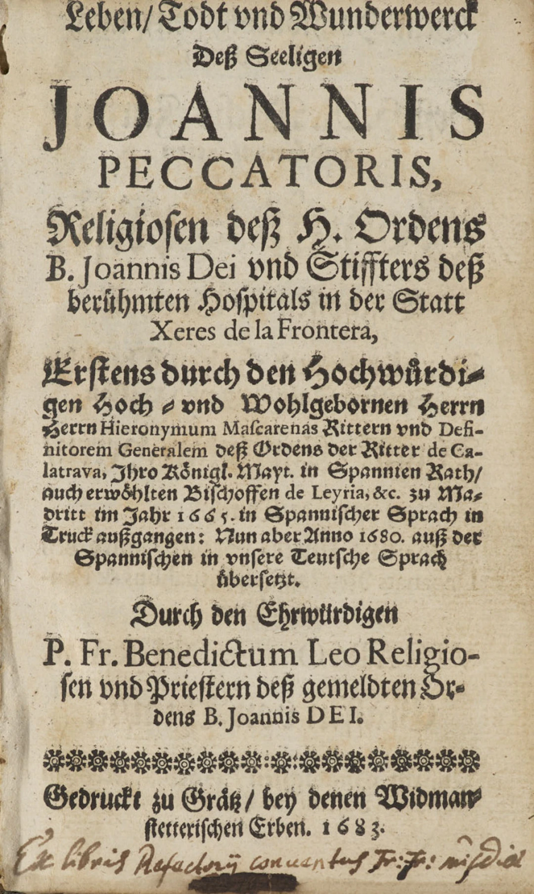 Jeronymo de Mascarenhas. Leben/ Todt und Wunderwerck …