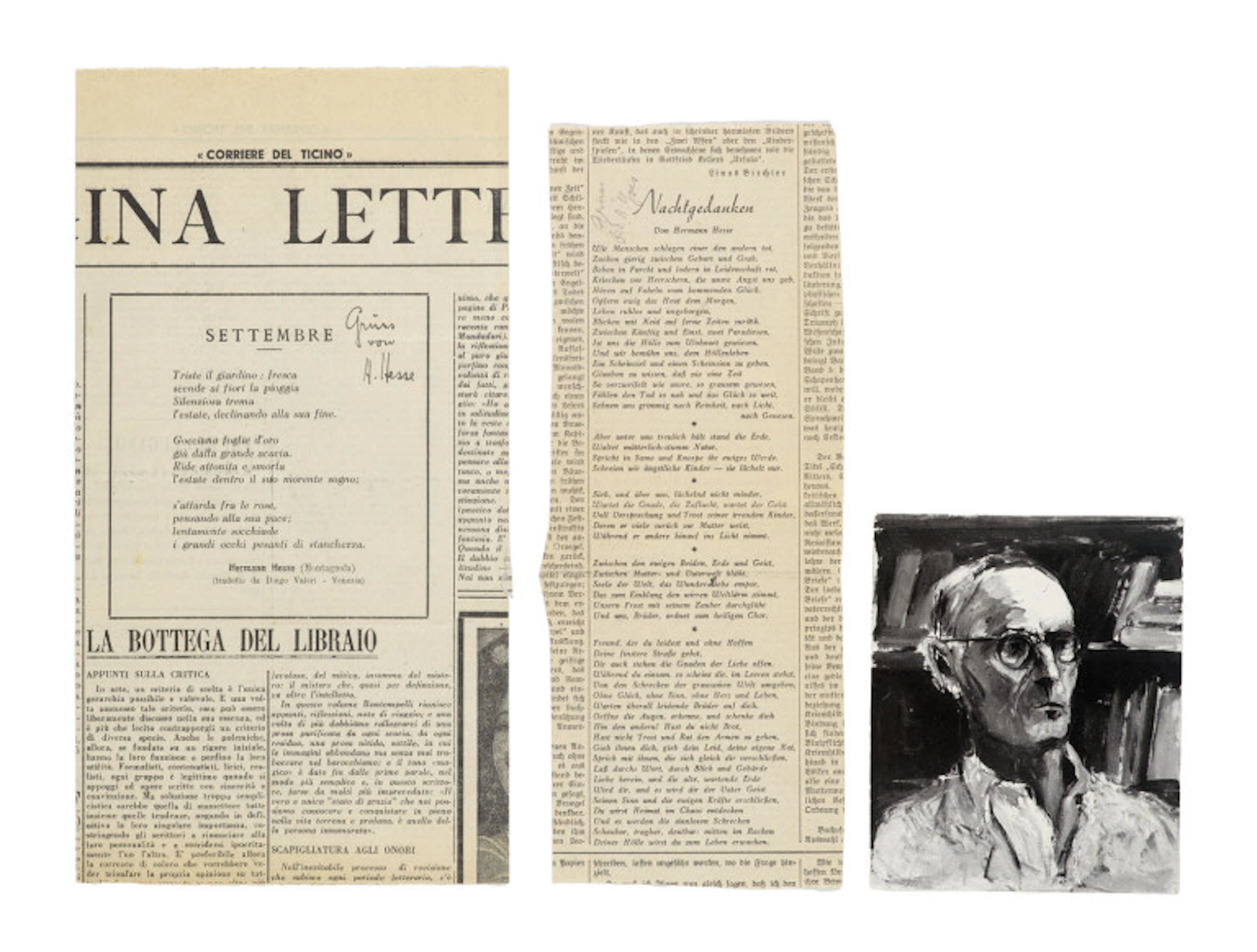 Hermann Hesse. Sammlung von 4 Autographen …
