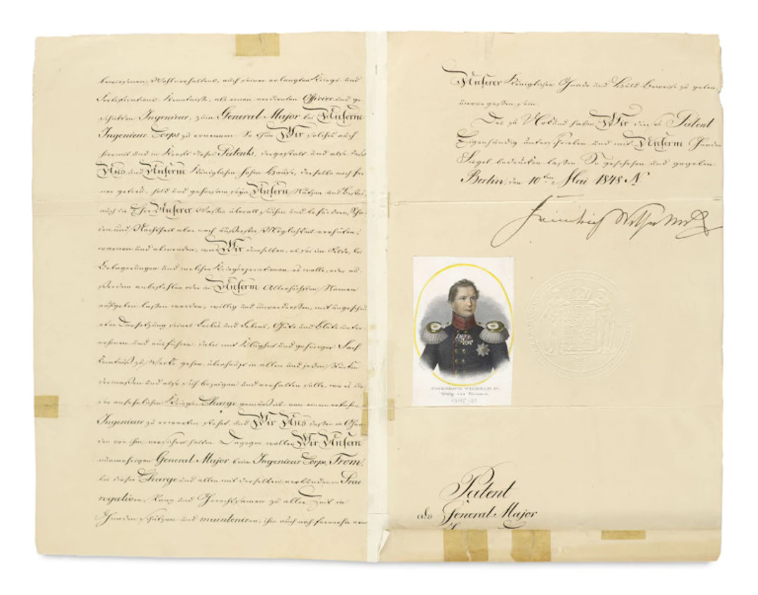 Friedrich Wilhelm III. Patent als Capitaine bei der …