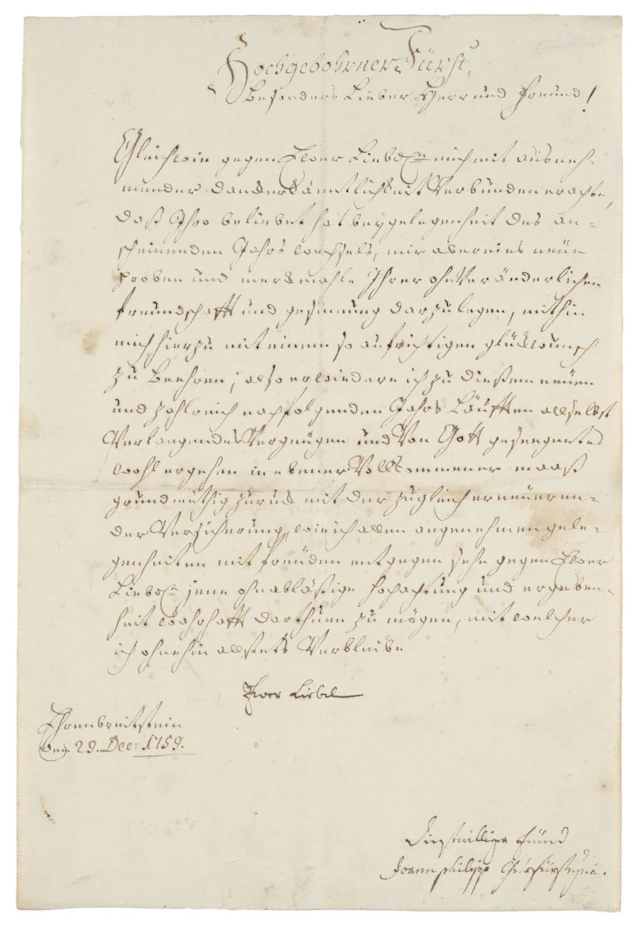 Johann IX. Philipp von Walderdorff. Brief mit eigenhändiger …