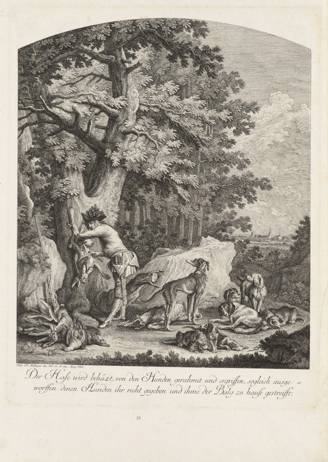 Johann Elias Ridinger. Sammlung von 10 Jagdszenen. …
