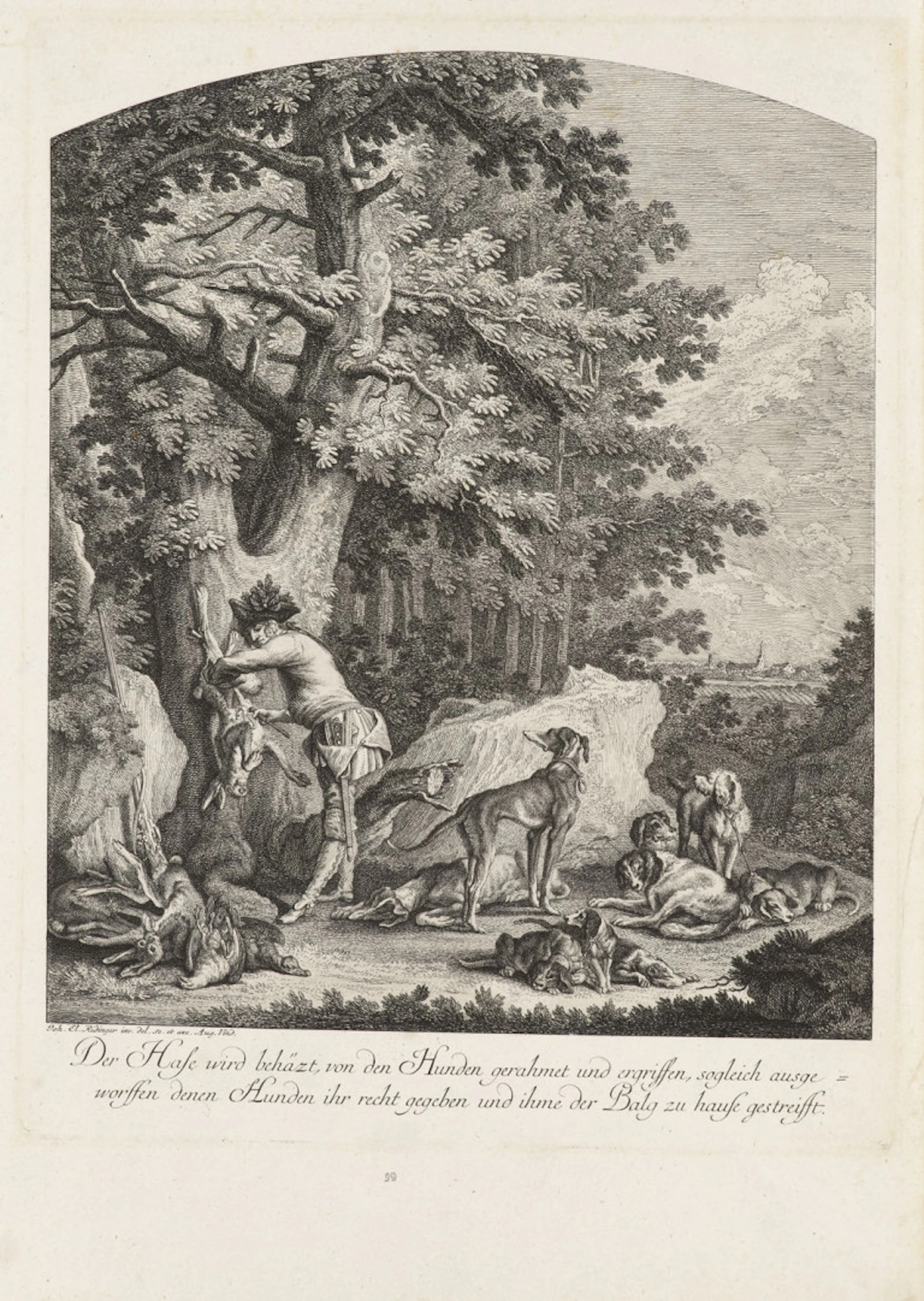 Johann Elias Ridinger. Sammlung von 10 Jagdszenen. …