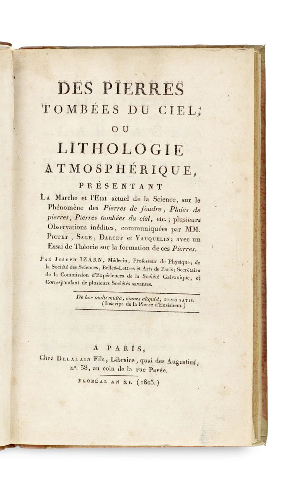 Joseph Izarn. Des Pierres tombées du Ciel, …