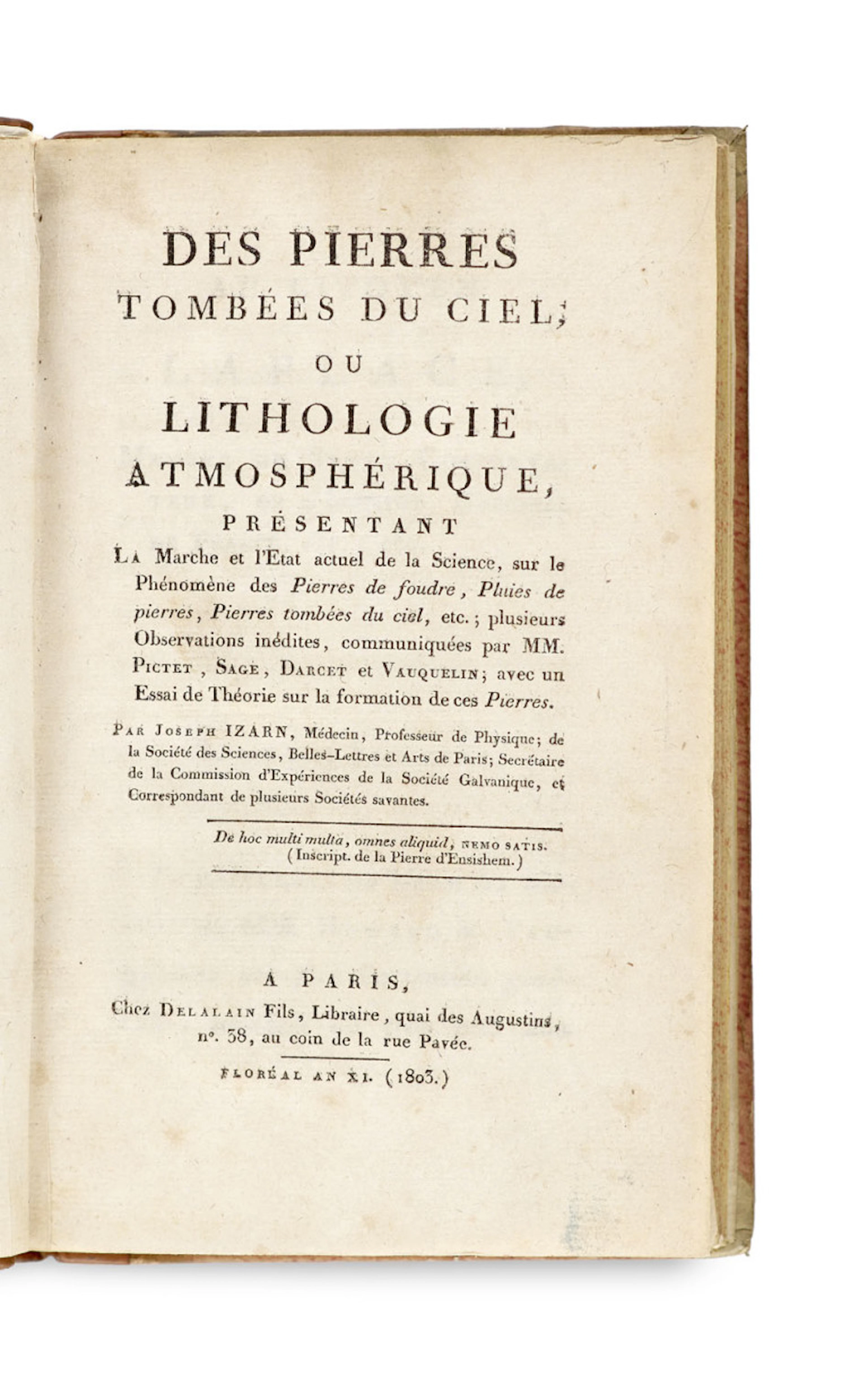 Joseph Izarn. Des Pierres tombées du Ciel, …