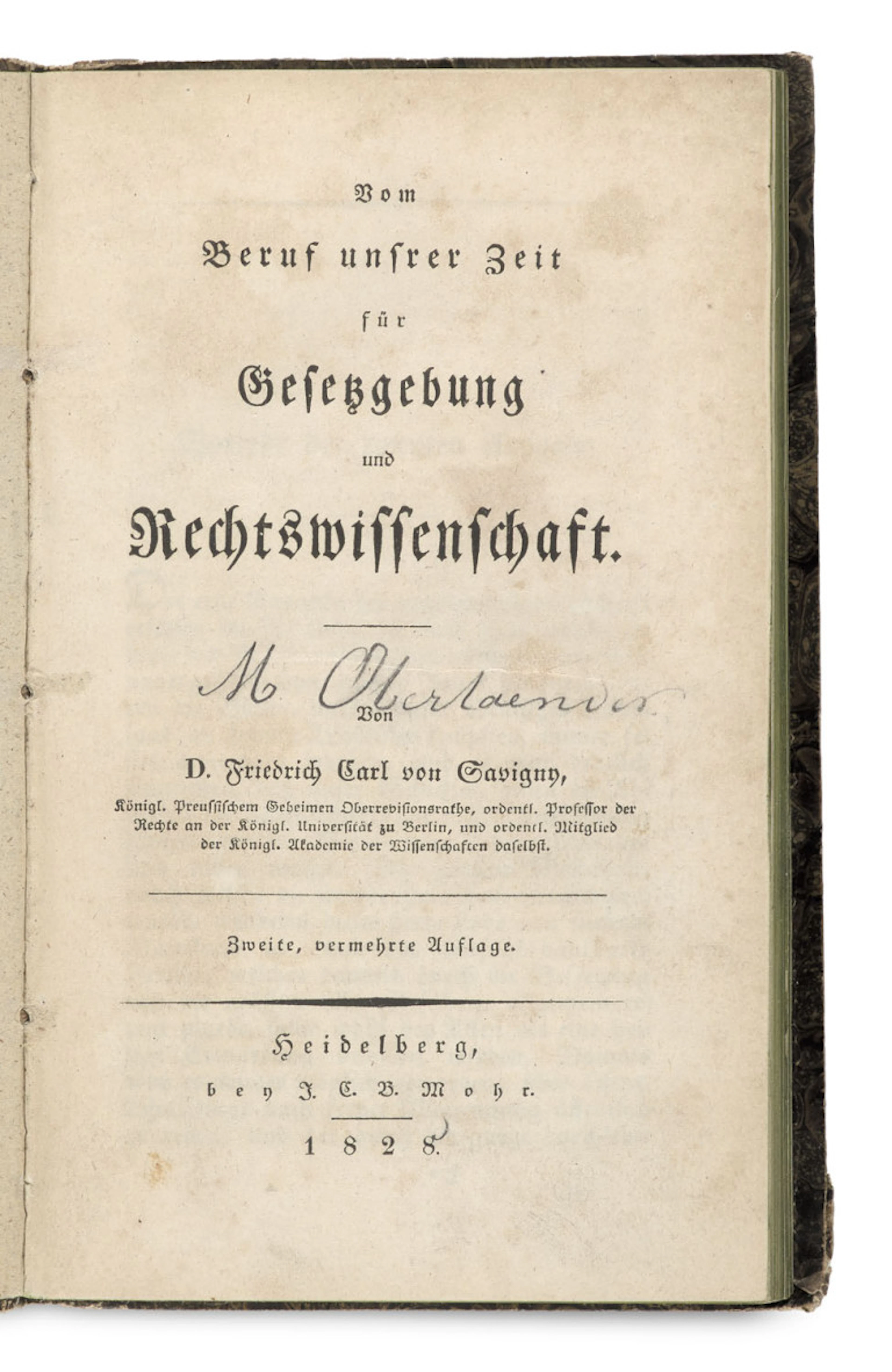 Friedrich Carl von Savigny. Vom Beruf unsrer Zeit für …