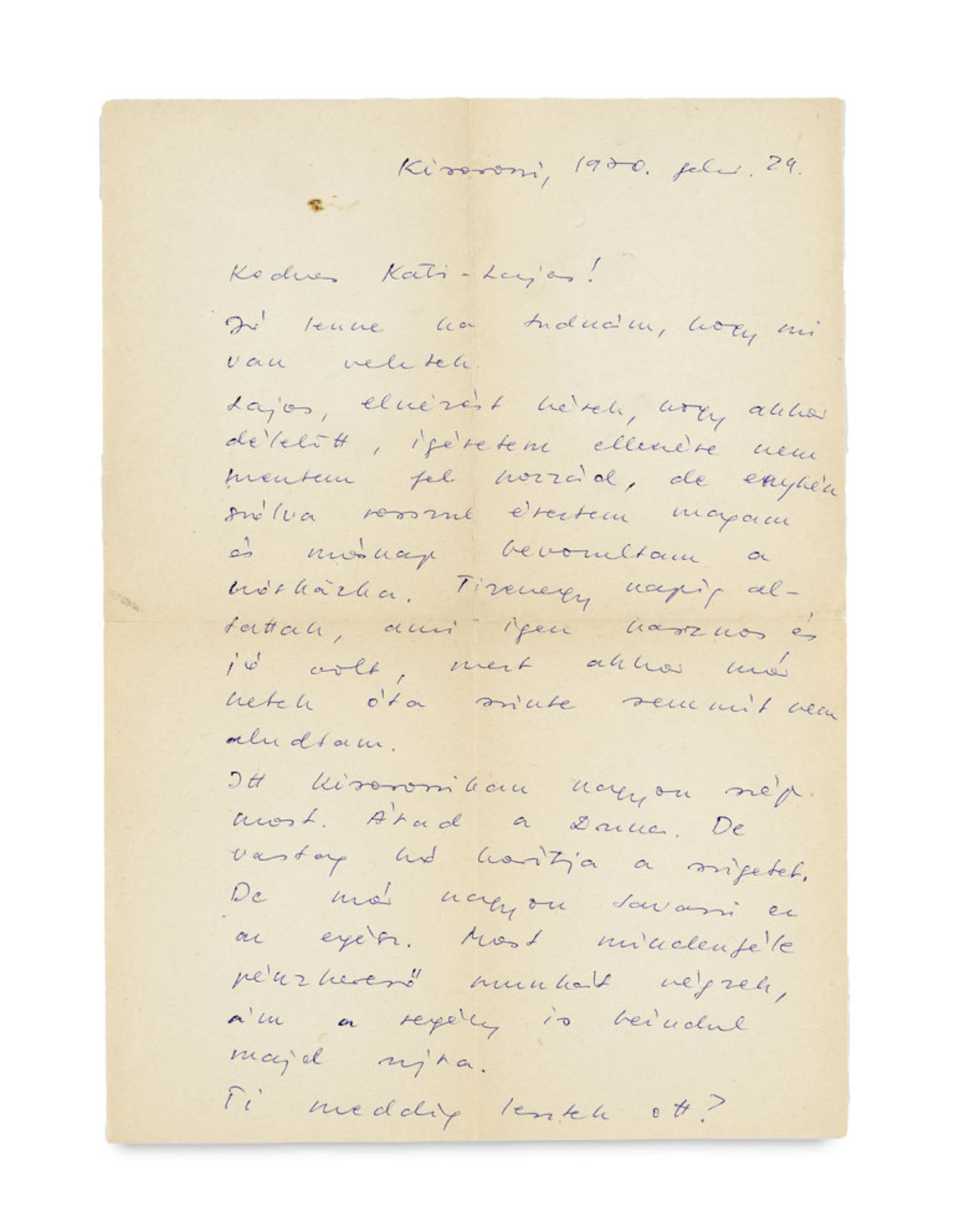 Péter Nádas. Eigenhändiger Brief mit …