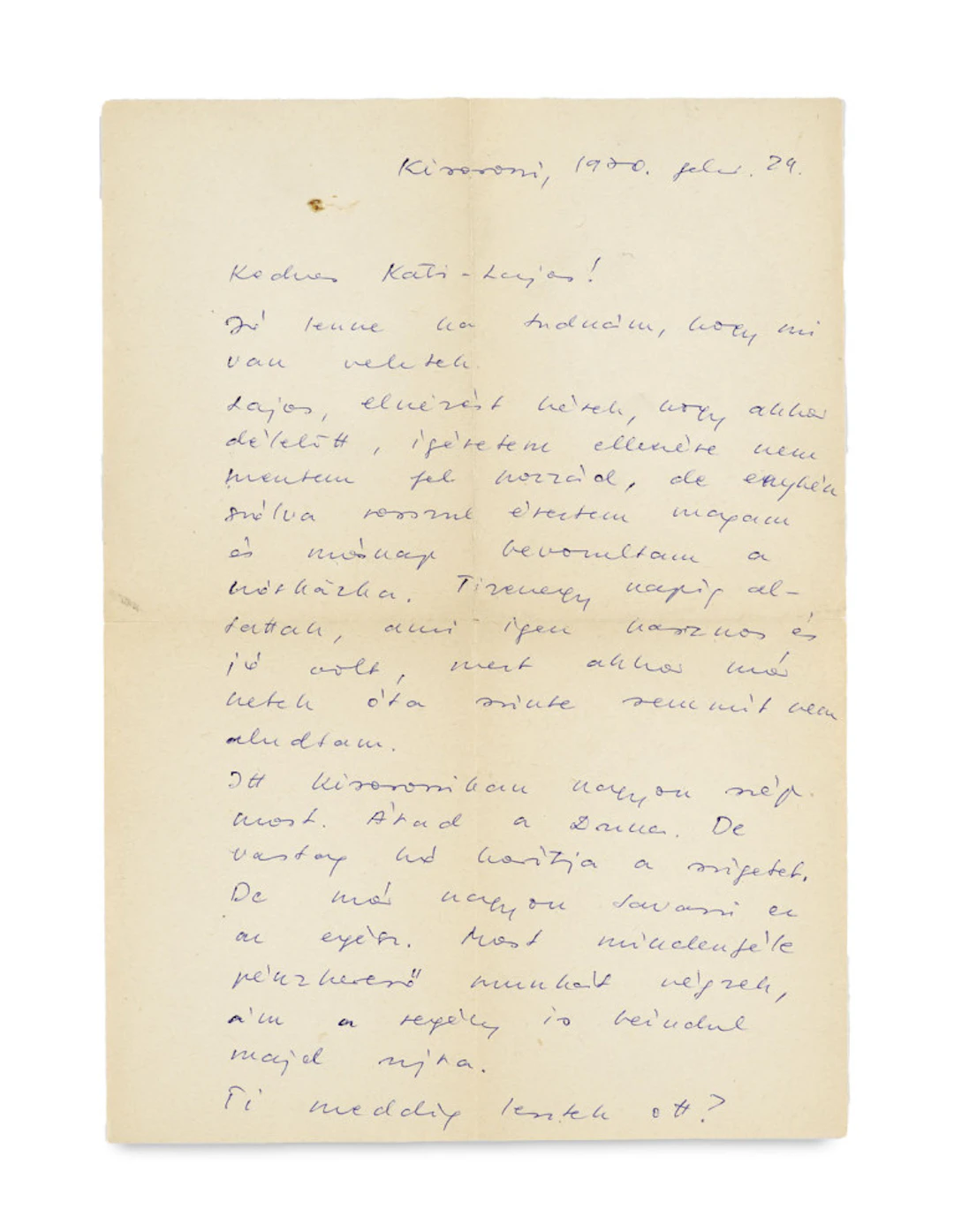 Péter Nádas. Eigenhändiger Brief mit …