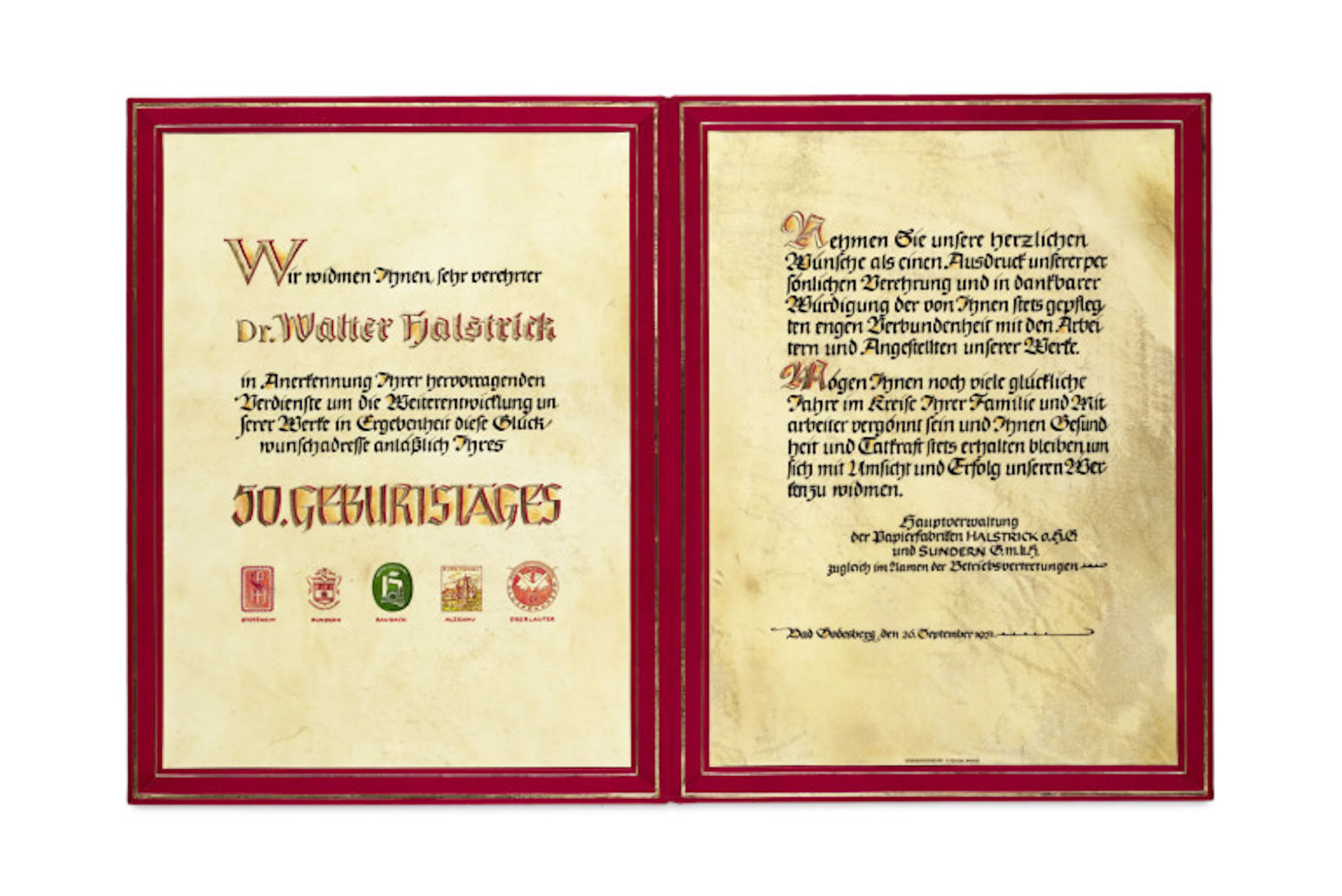 Ehrenadresse der …