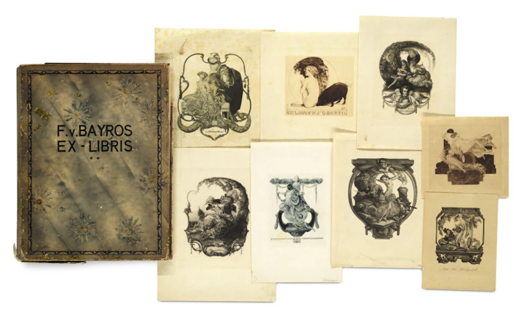 Franz von (pseud.: Coisy Le Conin) Bayros. Ex-Libris. Mappe mit 12 …